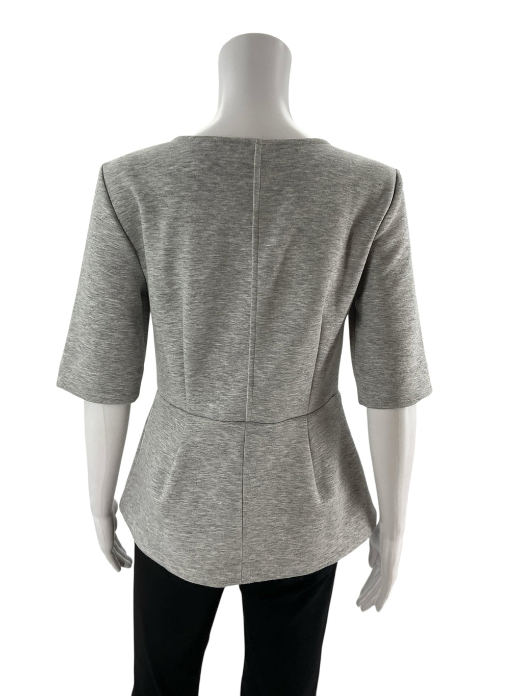 Gray heathered Ann Taylor peplum top in size small with a V-neck, perfect for business casual wear.