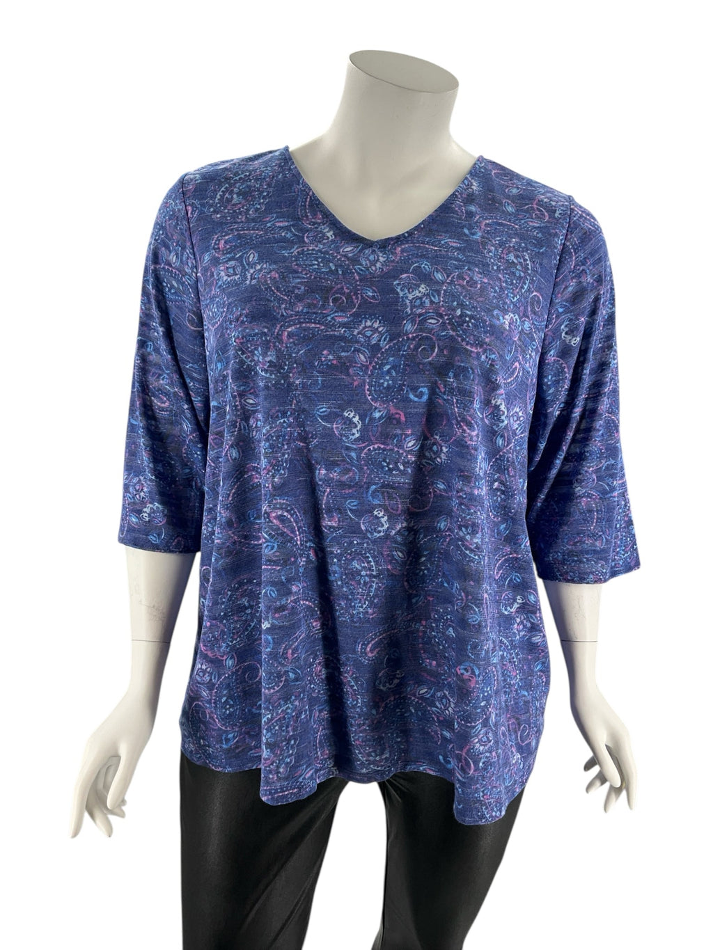 Catherines Blue/Purple Paisley Pre-Owned Ladies Casual Top -  Size 2X