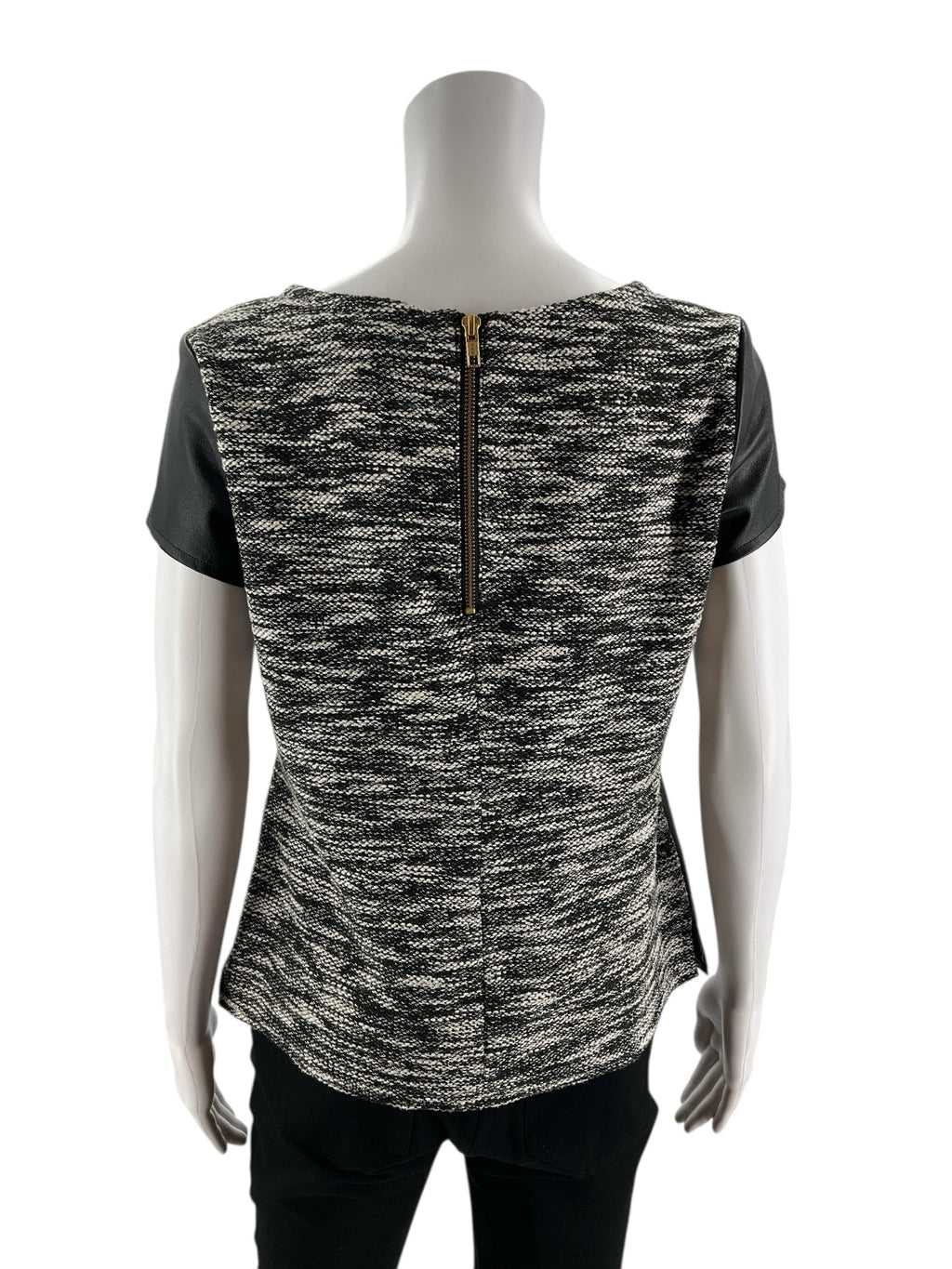 White House - black/white heathered Pleather Ladies Casual Top - Size XS