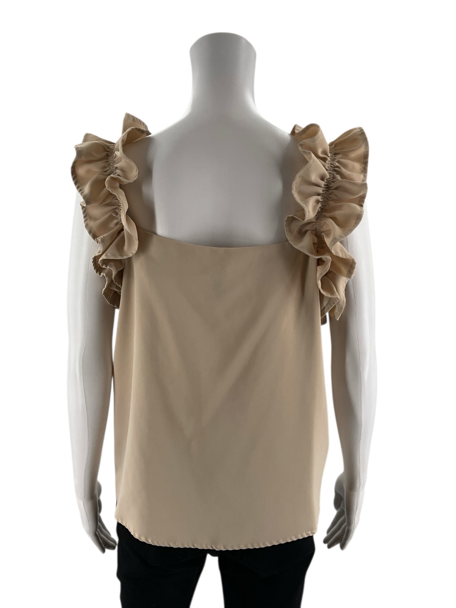 Shein - Tan Solid Pre-Owned Ladies Casual Top - Size Large