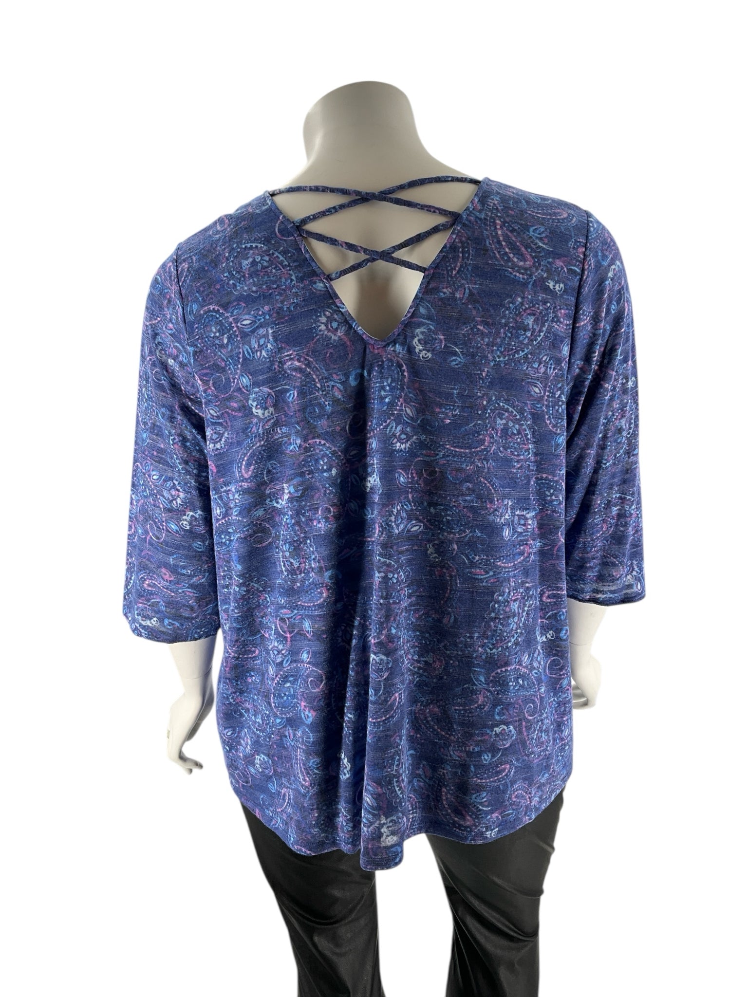 Catherines Blue/Purple Paisley Pre-Owned Ladies Casual Top -  Size 2X