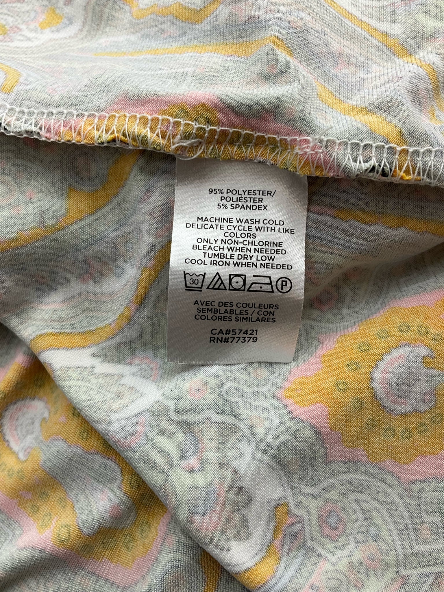 Ann Taylor White/Pink/Yellow Print Pre-Owned Top - Size XL