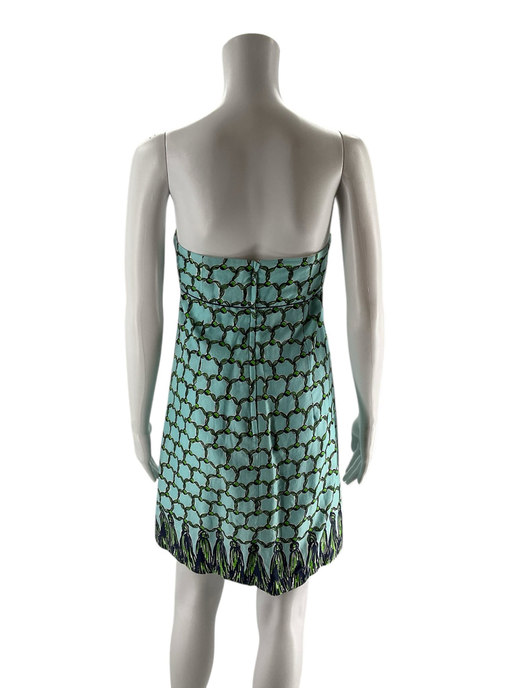 Lilly Pulitzer Aqua/Navy/Green Pre-Owned Ladies Dress - Size 2