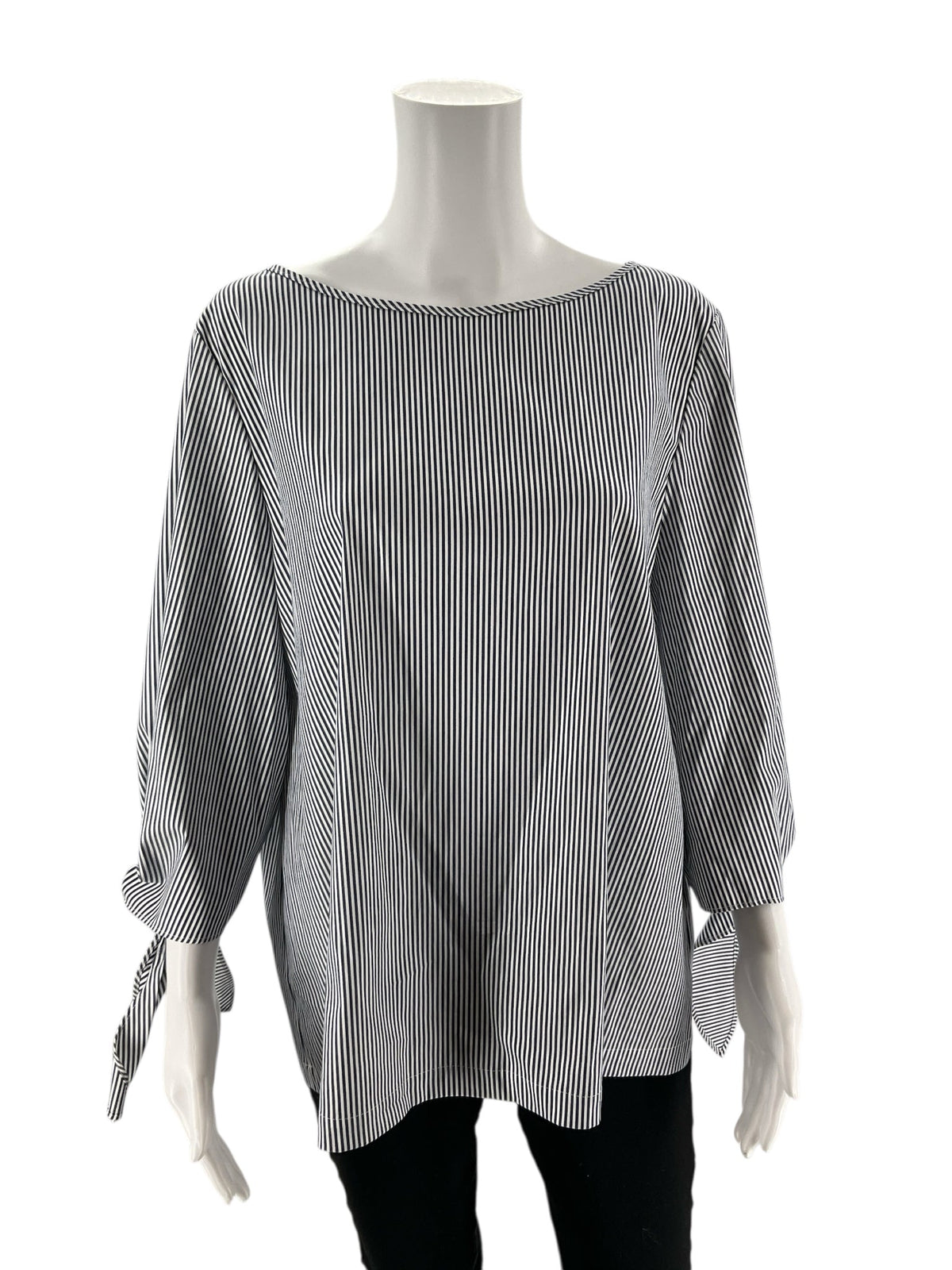 Lafayette 148 -  white/blue Stripe Pre-Owned Ladies Casual Top - Size XL