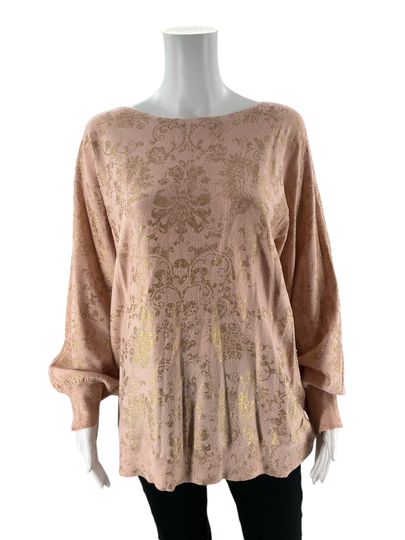 Chico Size XL Blush/Gold Print Pre-Owned Ladies Casual Top -  Size XL