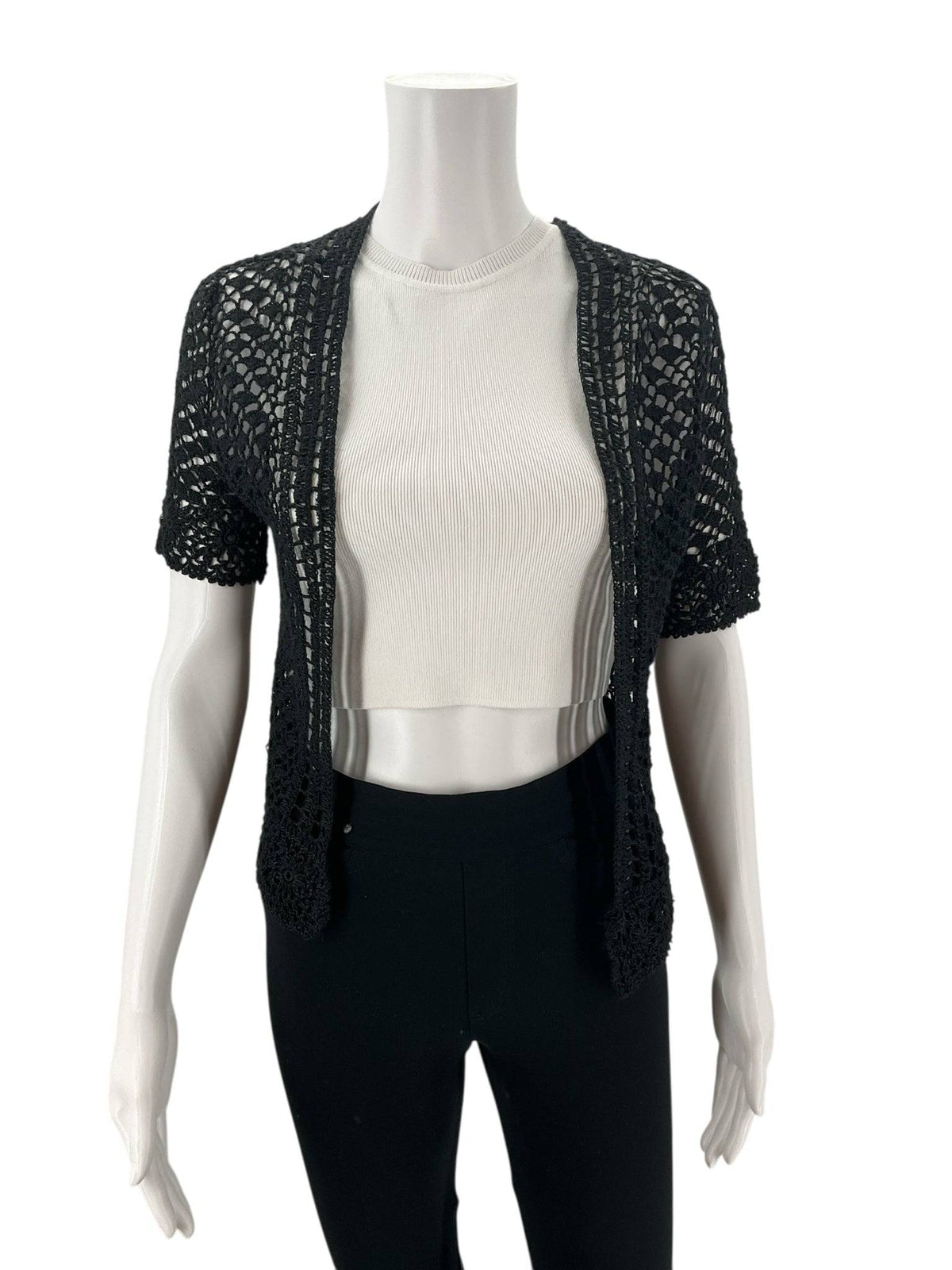 Signature Black Crochet Top - Size Small - Margaret’s Fine Consignment