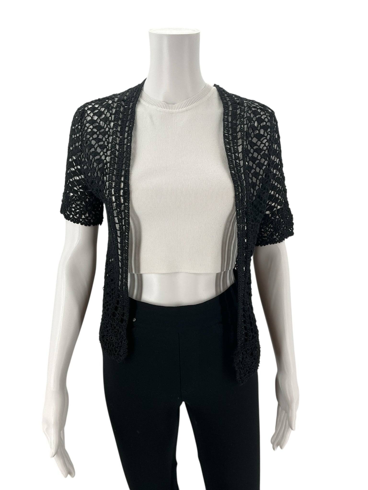 Signature Black Crochet Top - Size Small - Margaret’s Fine Consignment