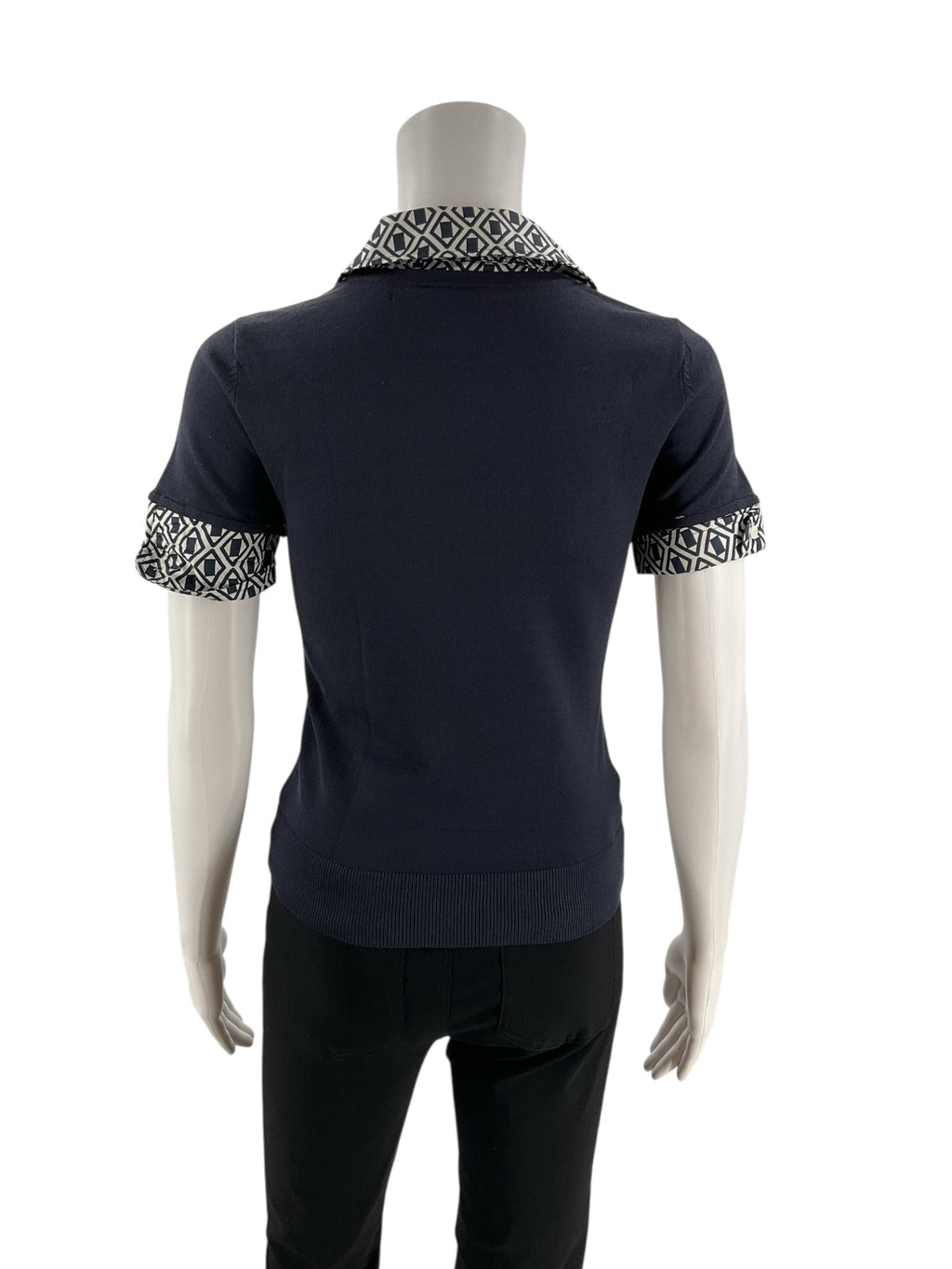 Ann Taylor Navy/White Print Pre-Owned Ladies New with Tags Top - Size XS Petite