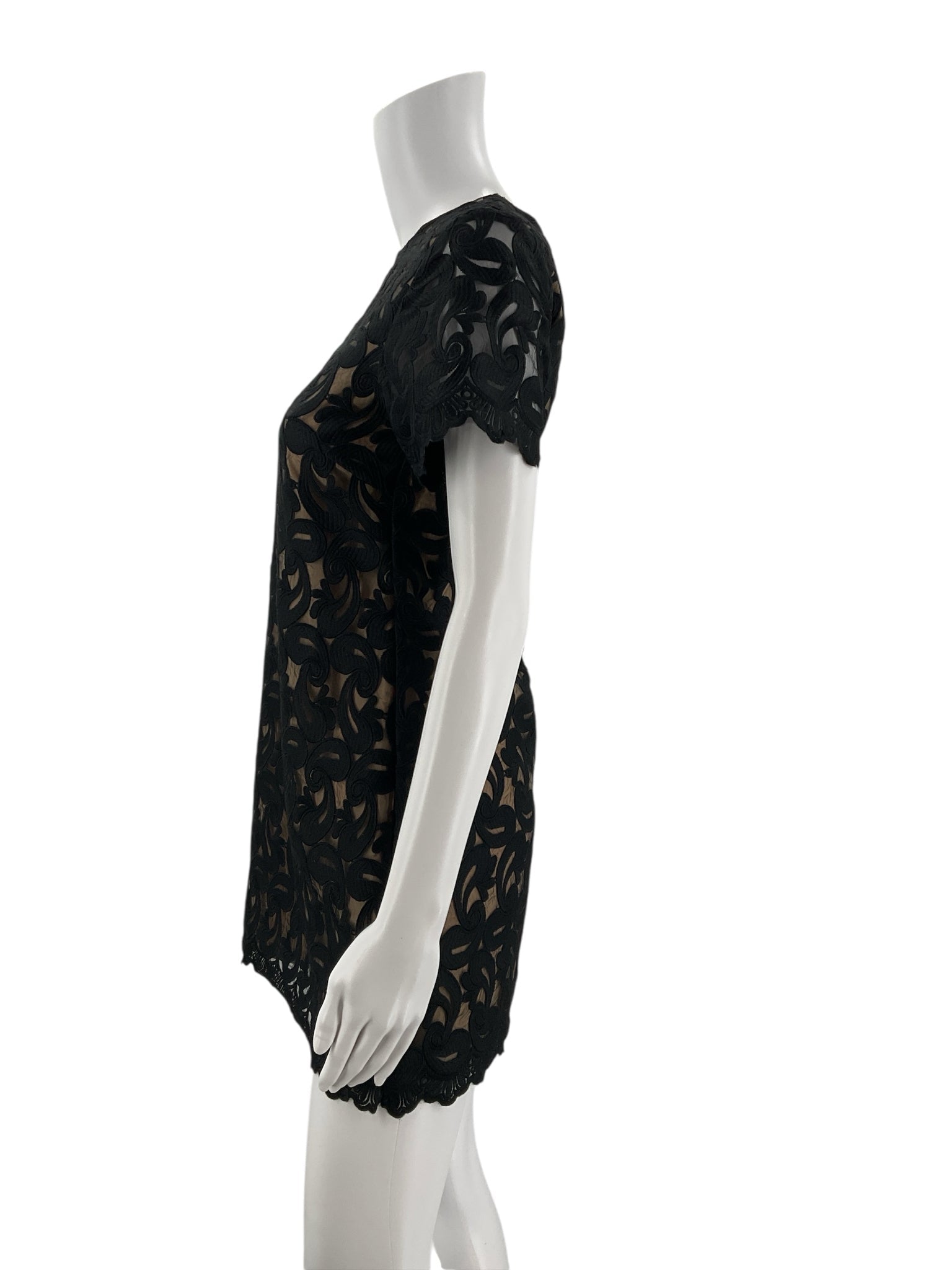 Olivaceous Black/Tan Lace Pre-Owned Ladies Dress - Size Small