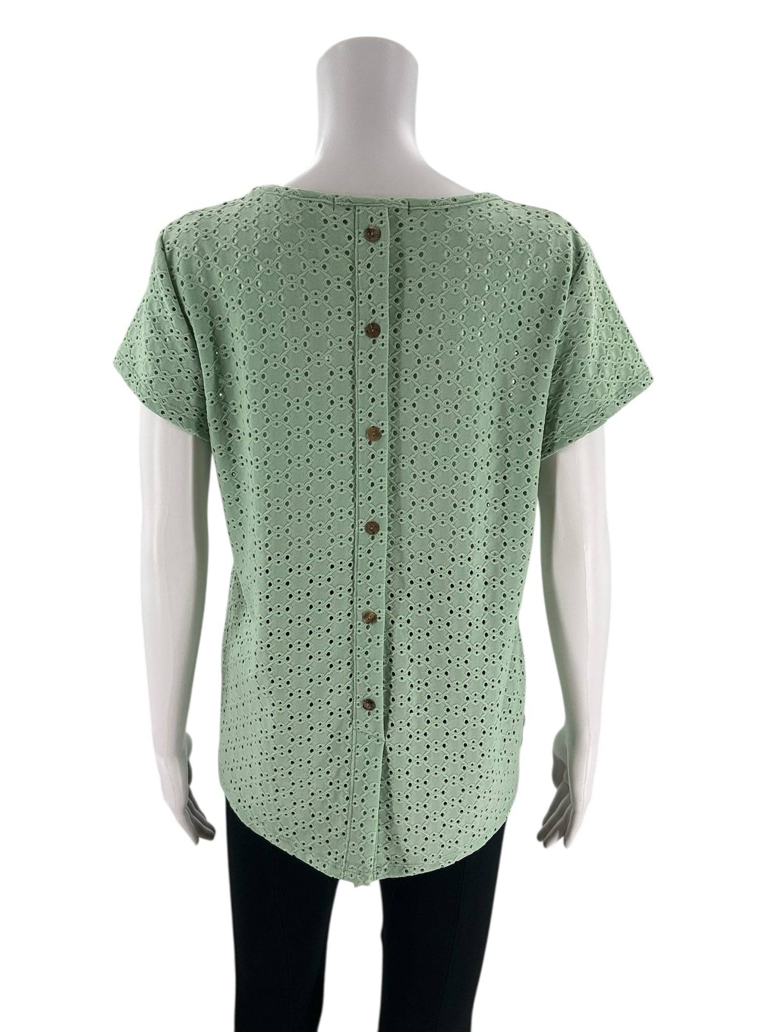 Coin 1804 Green Eyelet Top - Size Small - Margaret’s Fine Consignment