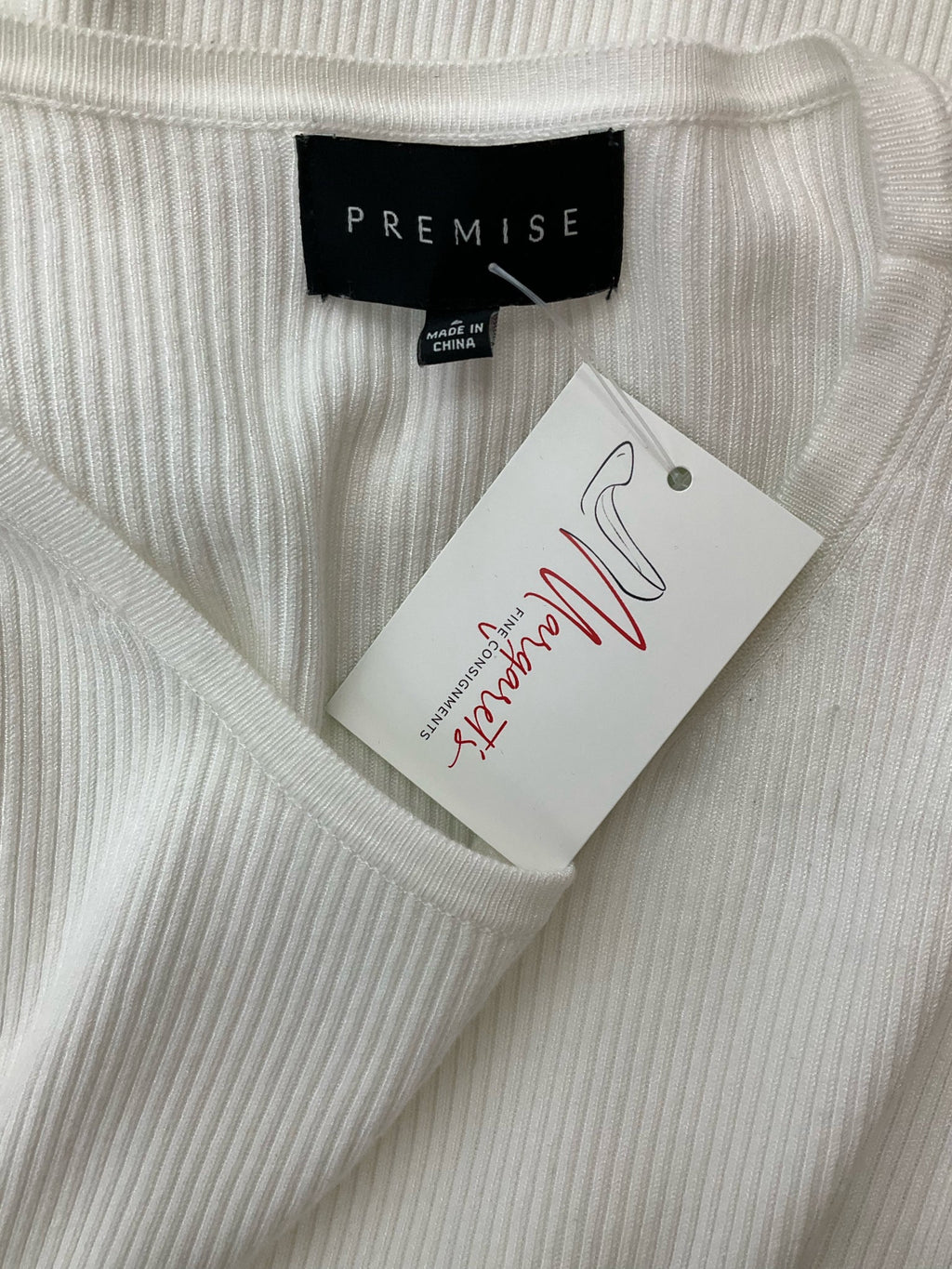 Premise White Ribbed Pre-Owned Ladies Top - Size Large