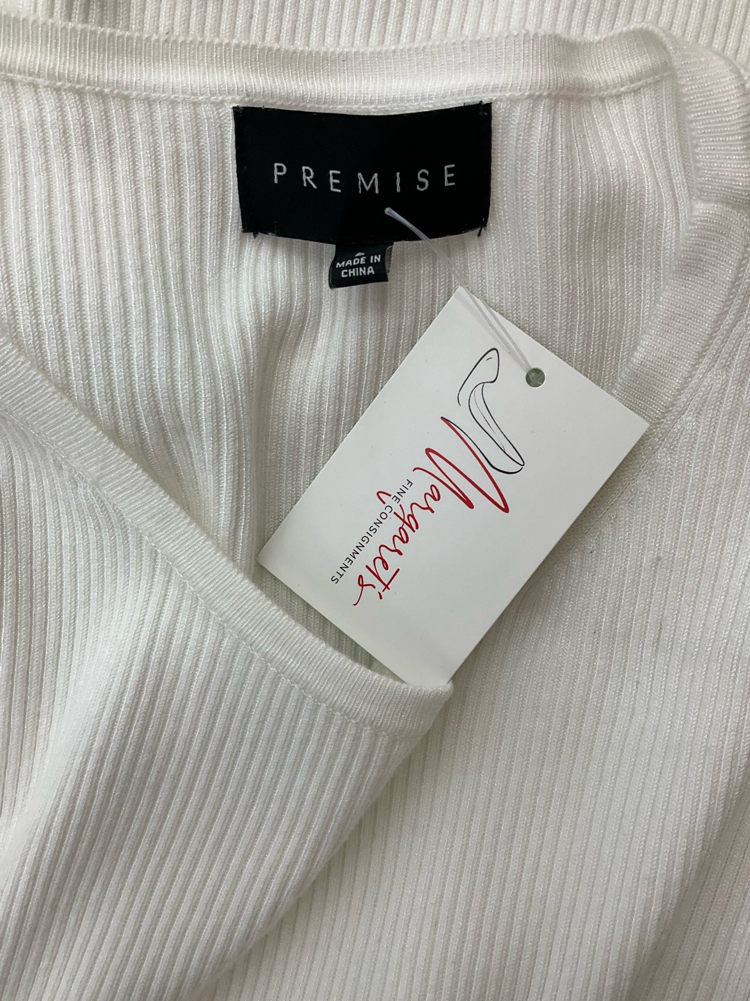 Premise White Ribbed Pre-Owned Ladies Top - Size Large