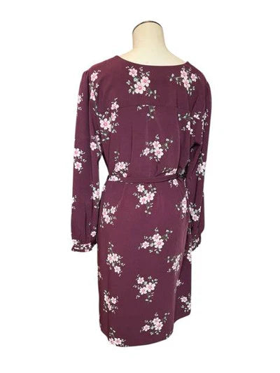 Loft Maroon/Green Floral Pre-Owned Ladies Dress - Size 10