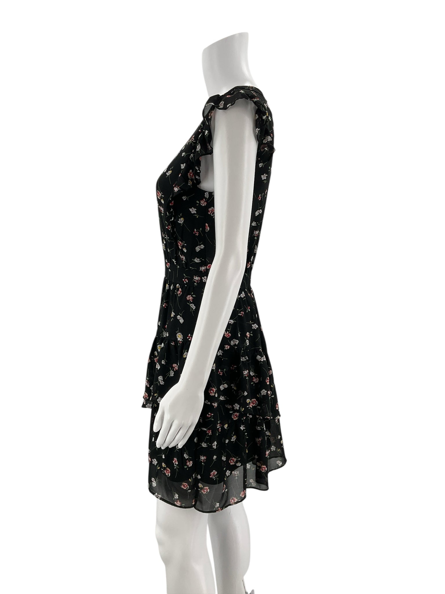Sugar Lips Black Floral Pre-Owned Ladies Dress - Size Small