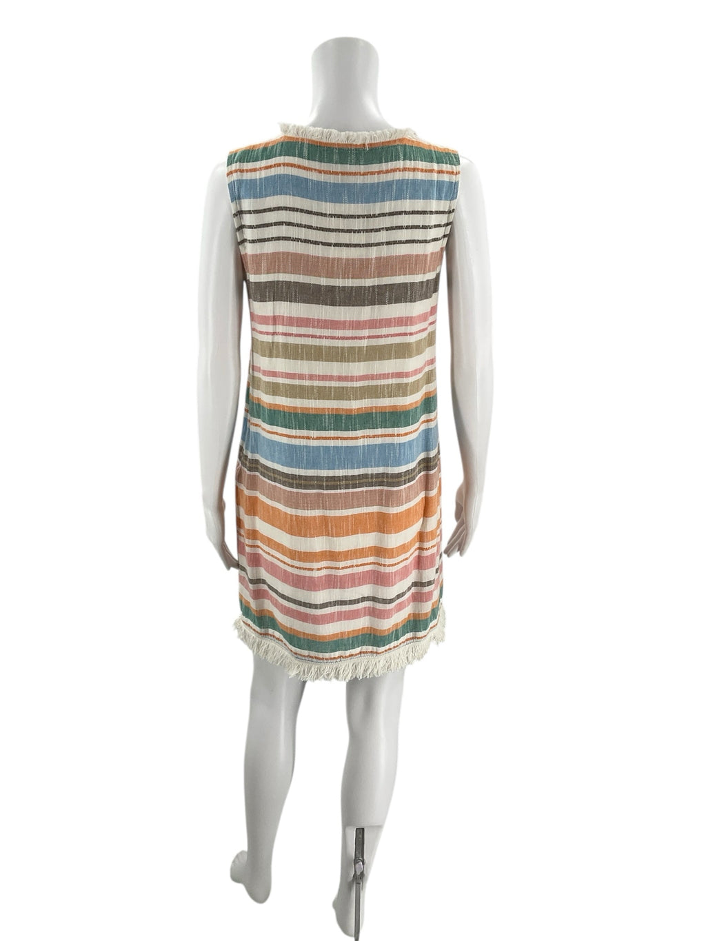 Chelsea & Theodore White/Blue/Orange Stripe Ladies Pre-Owned Dress - Size Small - Margaret’s Fine Consignment