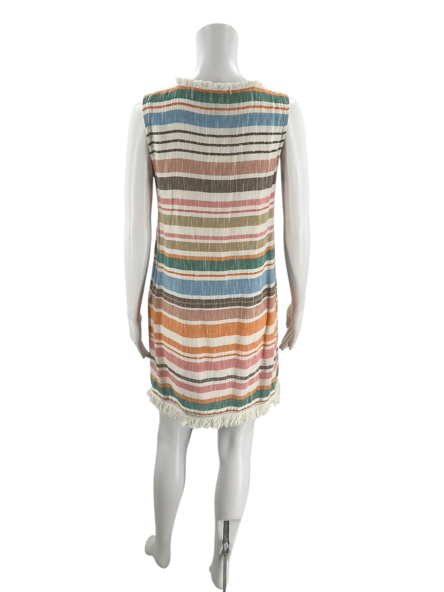 Chelsea & Theodore White/Blue/Orange Stripe Ladies Pre-Owned Dress - Size Small - Margaret’s Fine Consignment