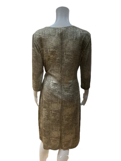 Connected Apparel Gold Shimmer Pre-Owned Ladies Dress - Size 8