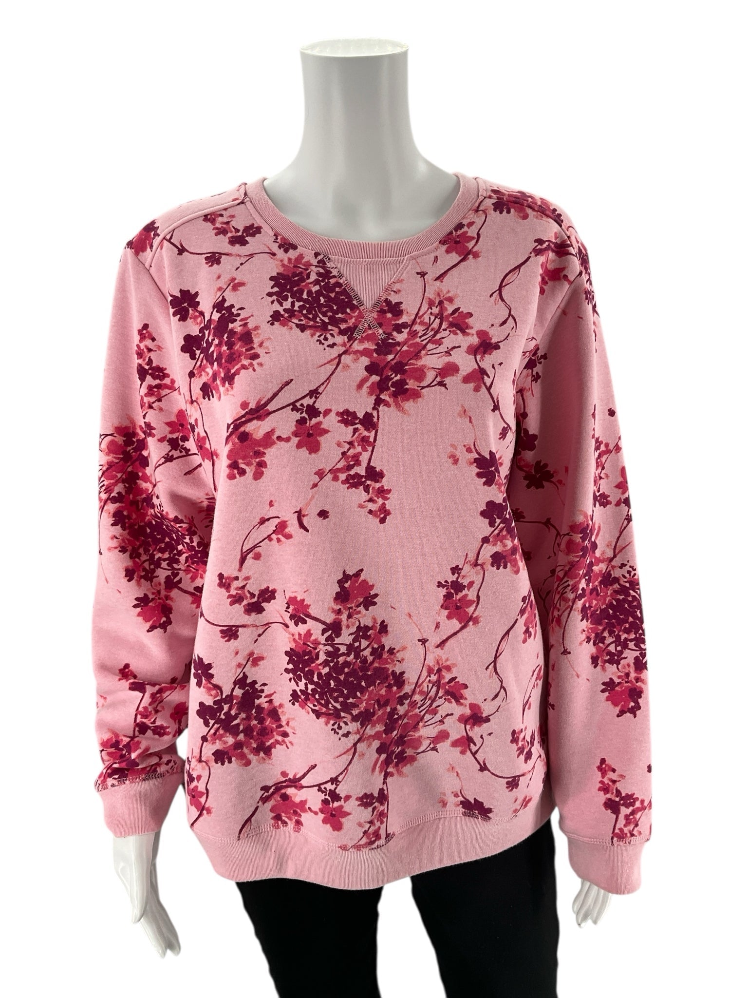 Karen Scott -  Pink Floral Pre-Owned Ladies Casual Top - Size Medium