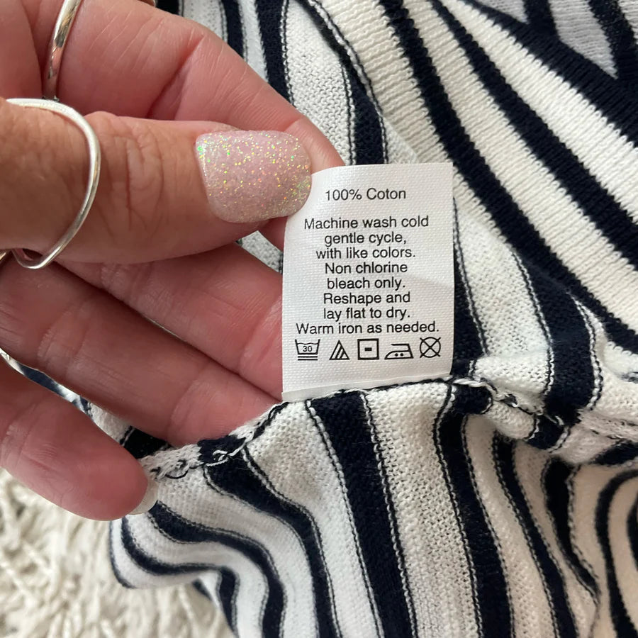 J Crew Navy/White Stripe Pre-Owned Ladies New with Tags Top - Size Medium