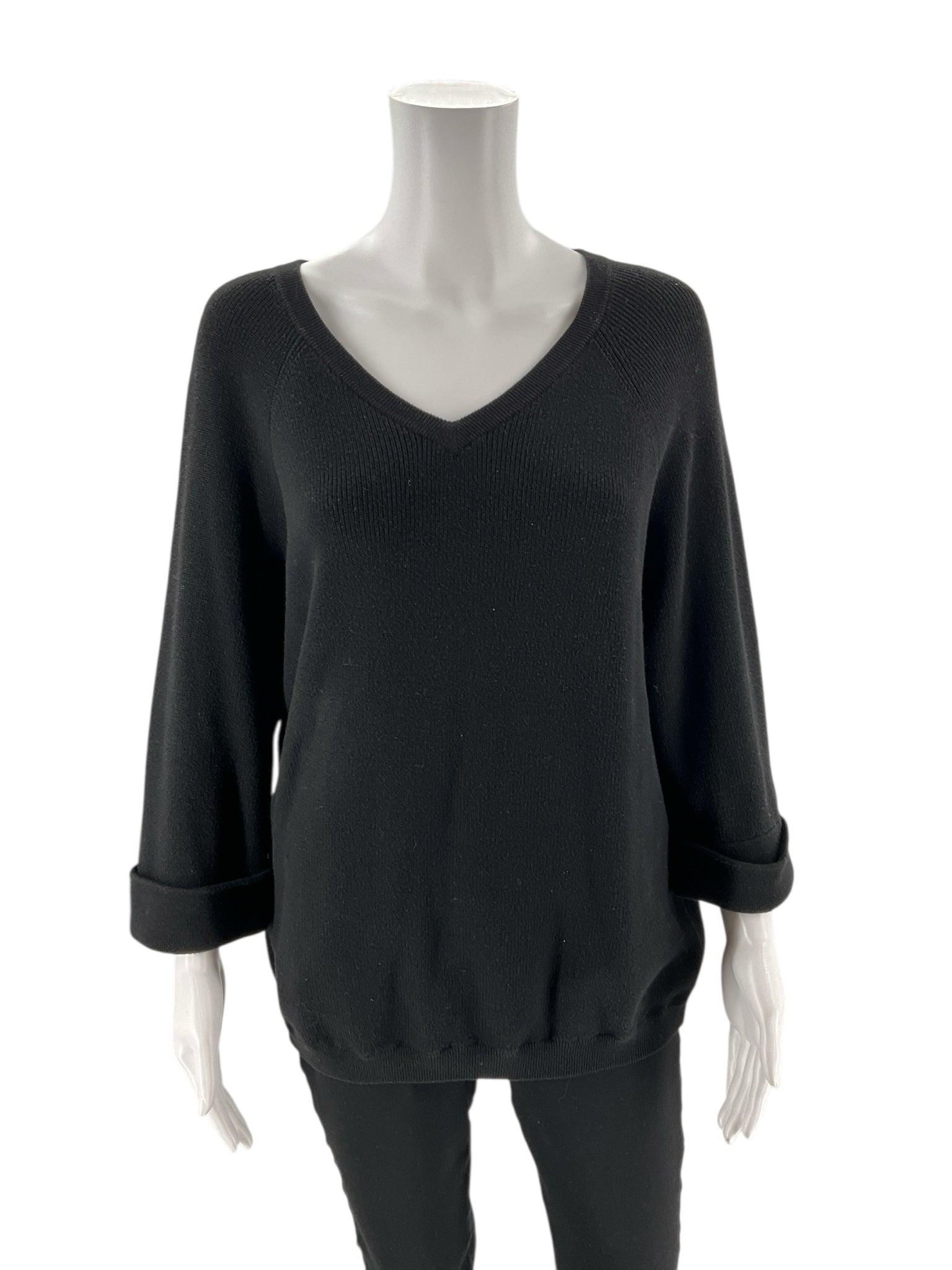 Belford - Black Solid Pre-Owned Ladies Casual Top - Size XL