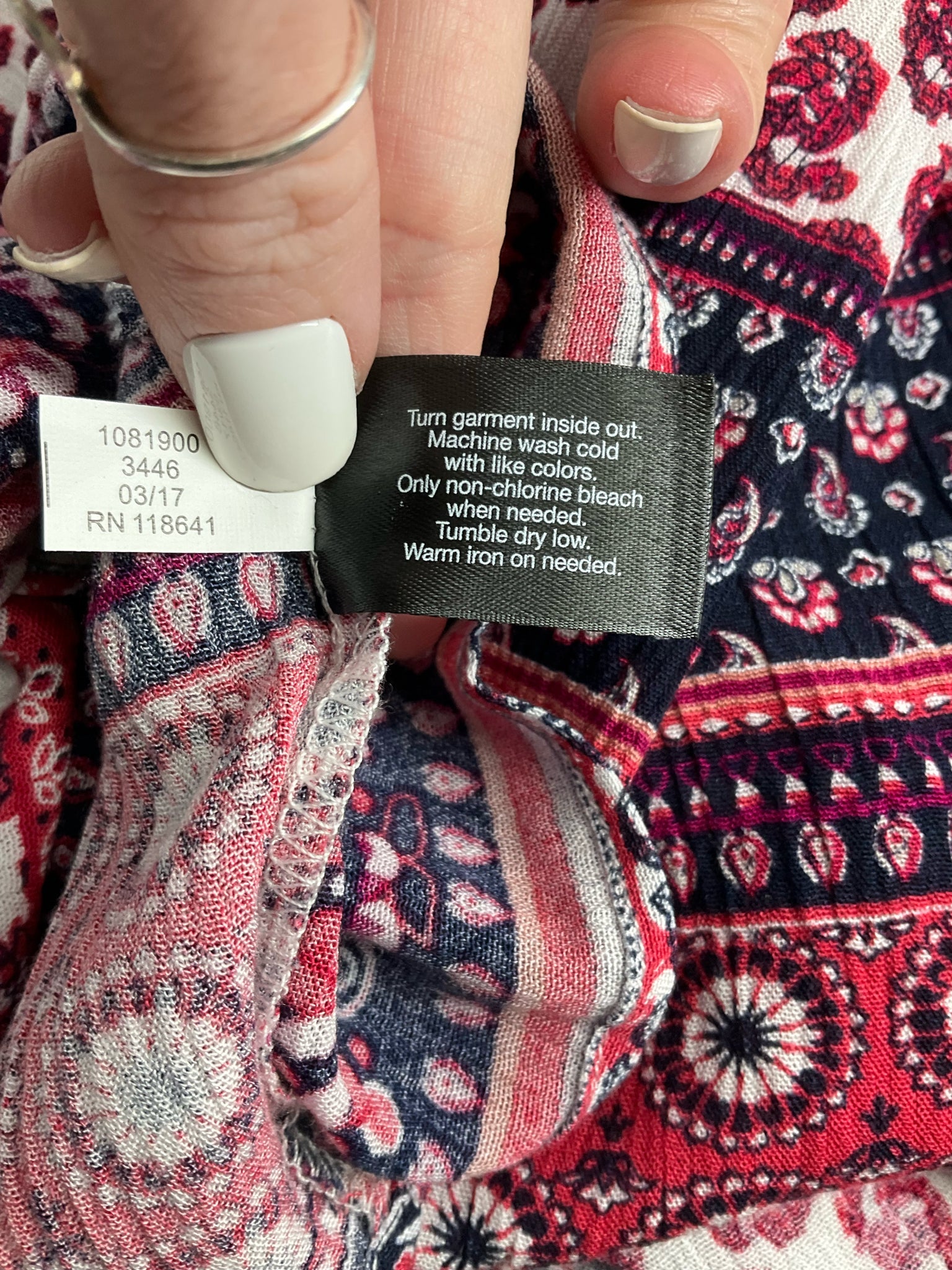 Lane Bryant Red/White/Navy Print Pre-Owned Casual Top -  Size 14/16