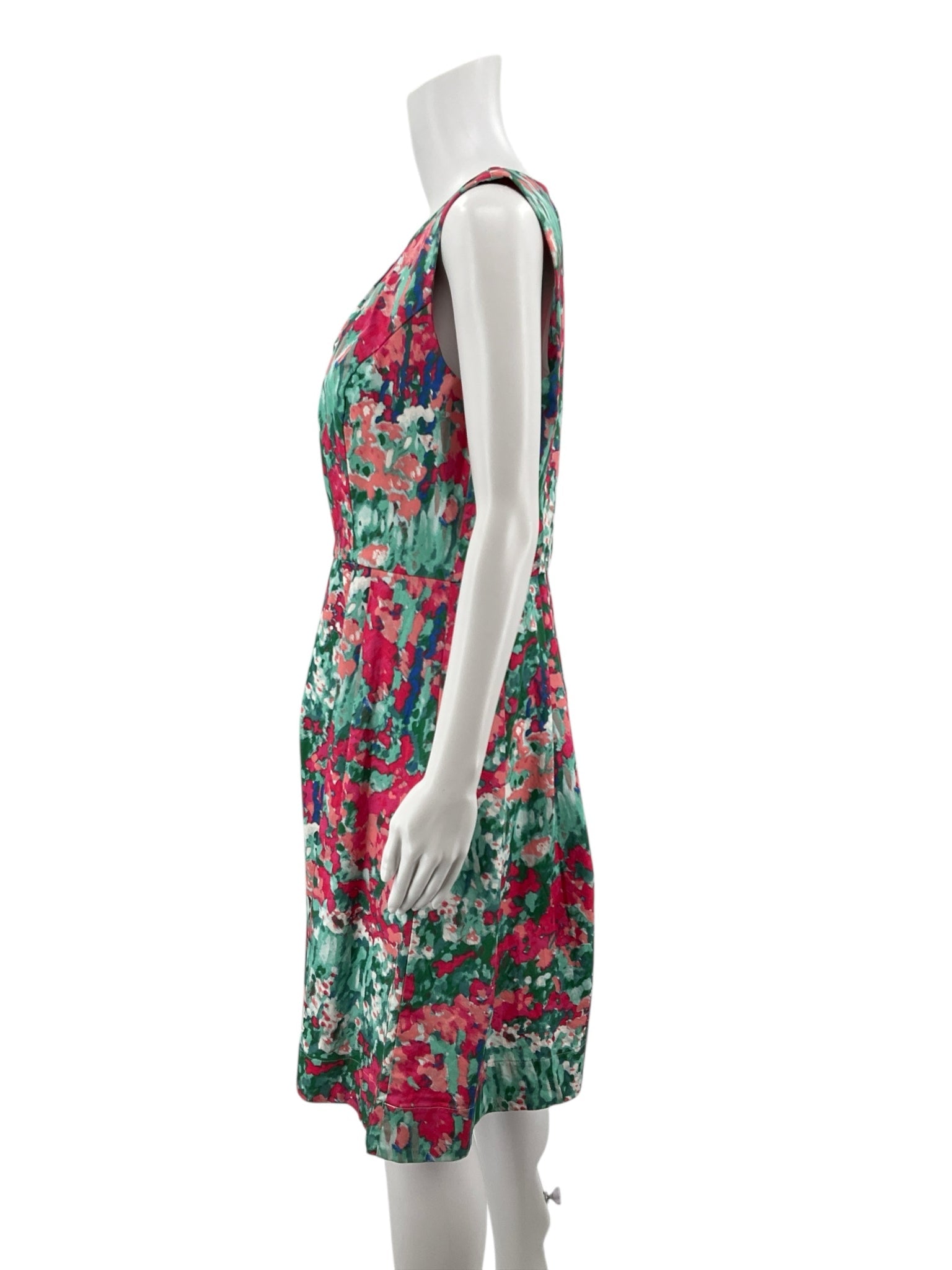 Talbots Green/Pink/Blue Print Pre-Owned Ladies Dress - Size 14 Petite