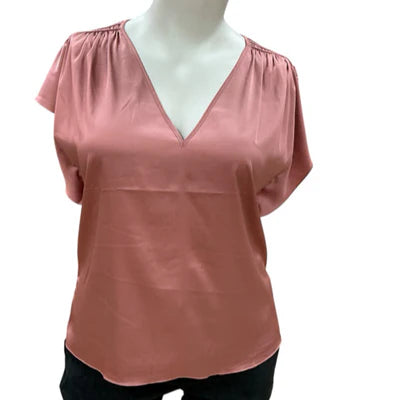 White House Black Market Mauve Solid Pre-Owned Ladies Top -Size XL