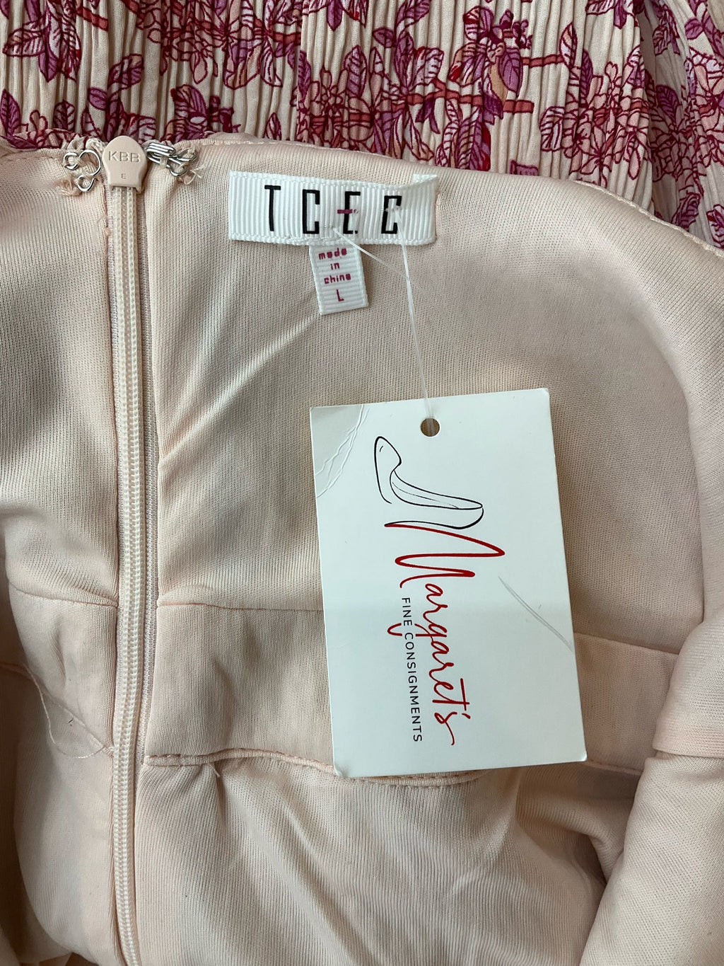 Tcec Pink Print Pre-Owned Ladies Dress - Size Large