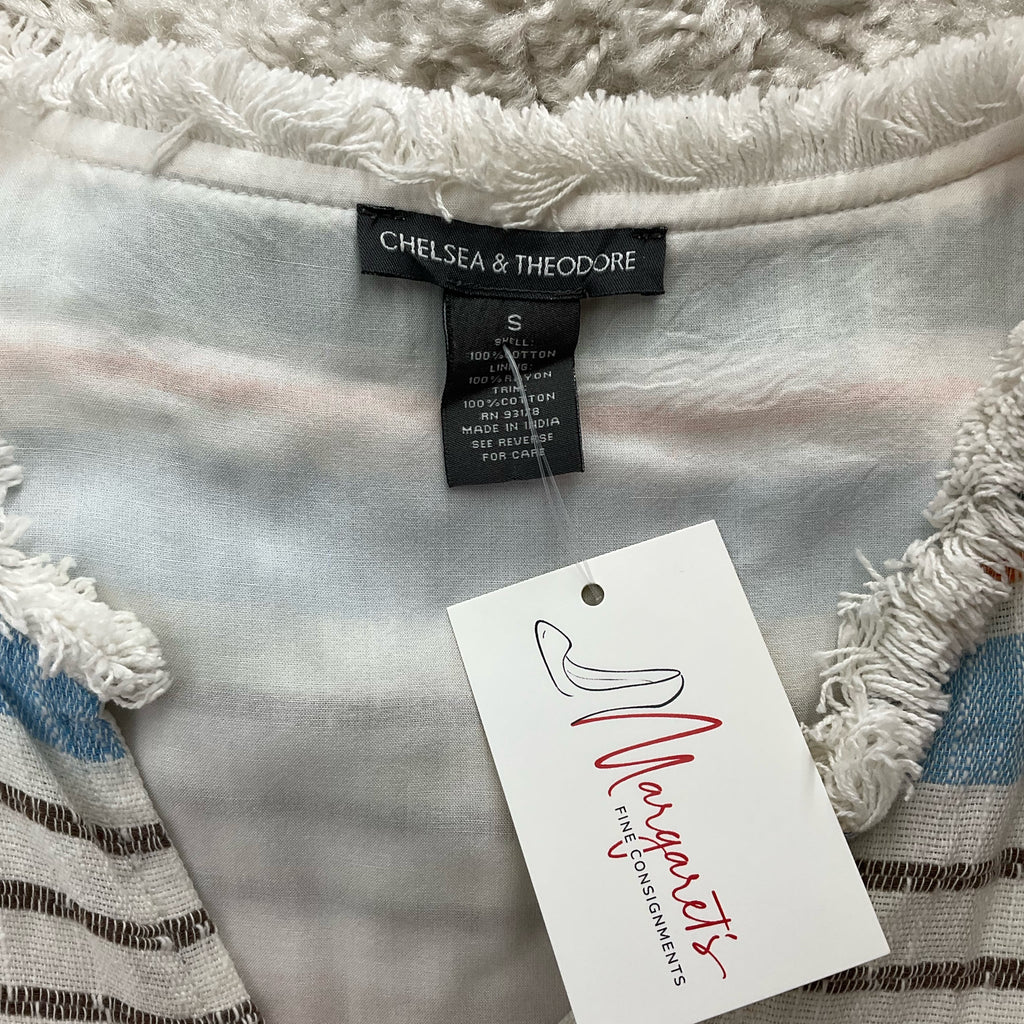 Chelsea & Theodore White/Blue/Orange Stripe Ladies Pre-Owned Dress - Size Small - Margaret’s Fine Consignment