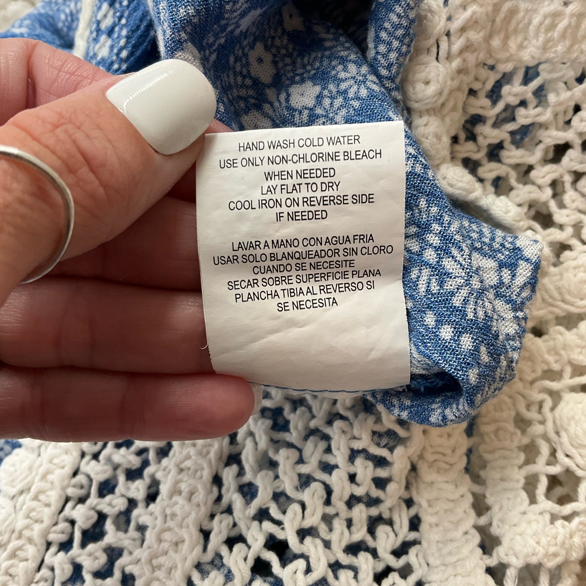 Speechless Blue/White Print Pre-Owned Ladies Dress - Size Large