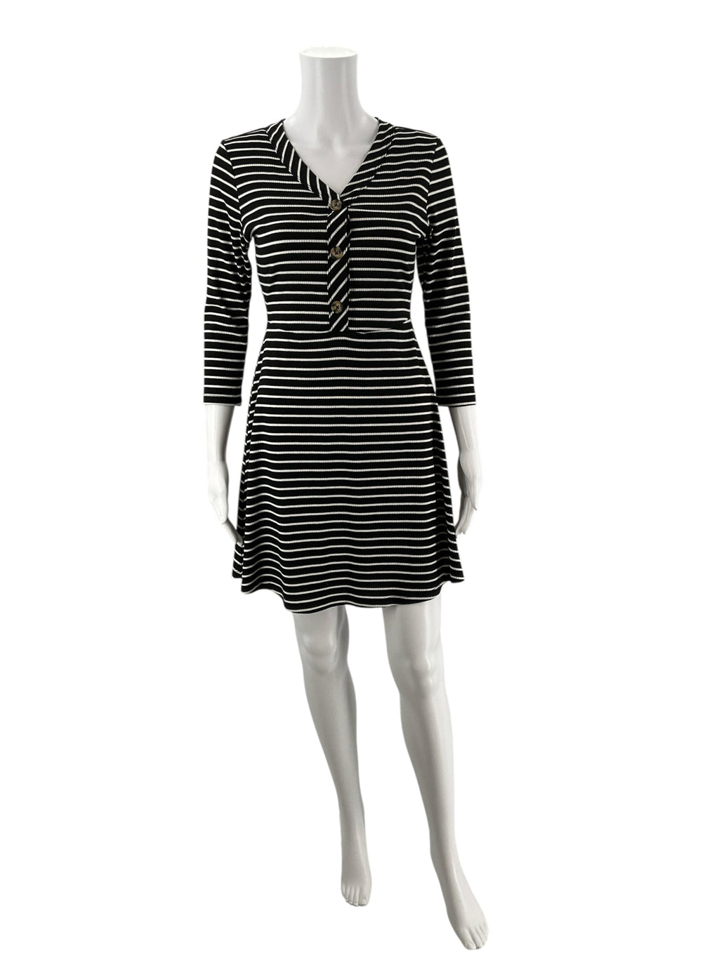 Ultra Flirt Black/White Striped Pre-Owned Ladies Dress -  Size Medium