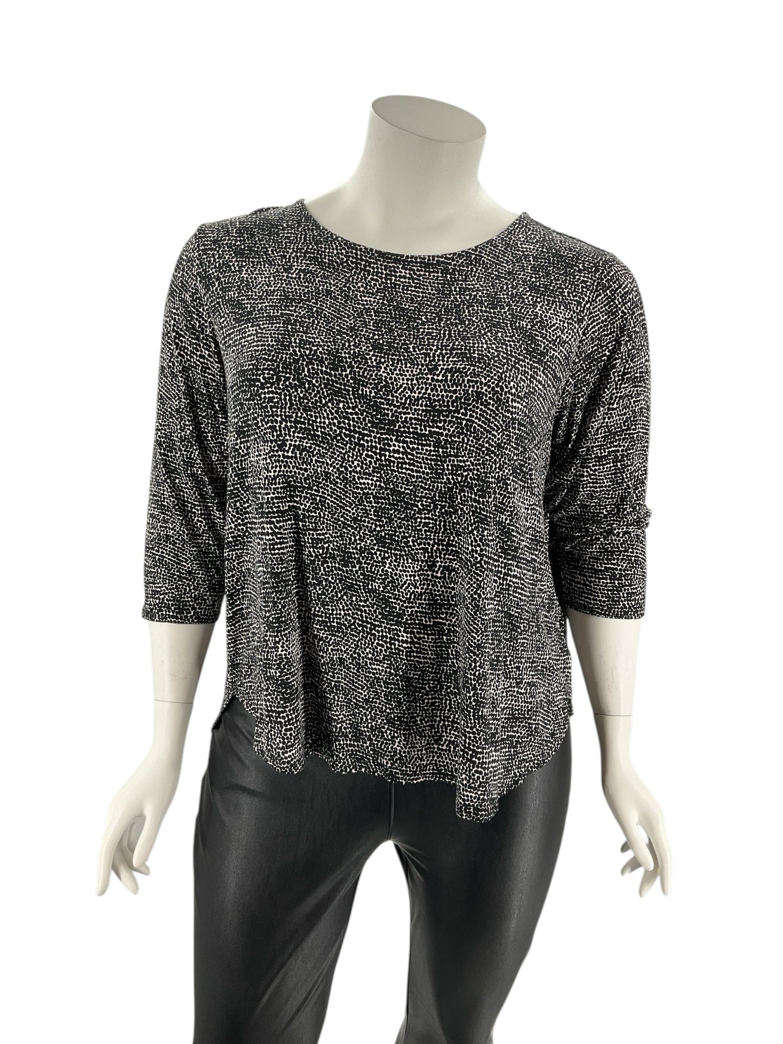 Philosophy Black/Cream Dots Pre-Owned Ladies Top - Size 2X