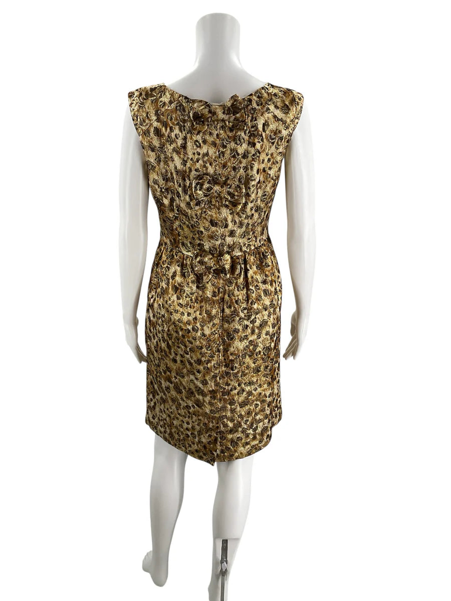 J Crew Gold Animal Print Pre-Owned Ladies Dress - Size 4
