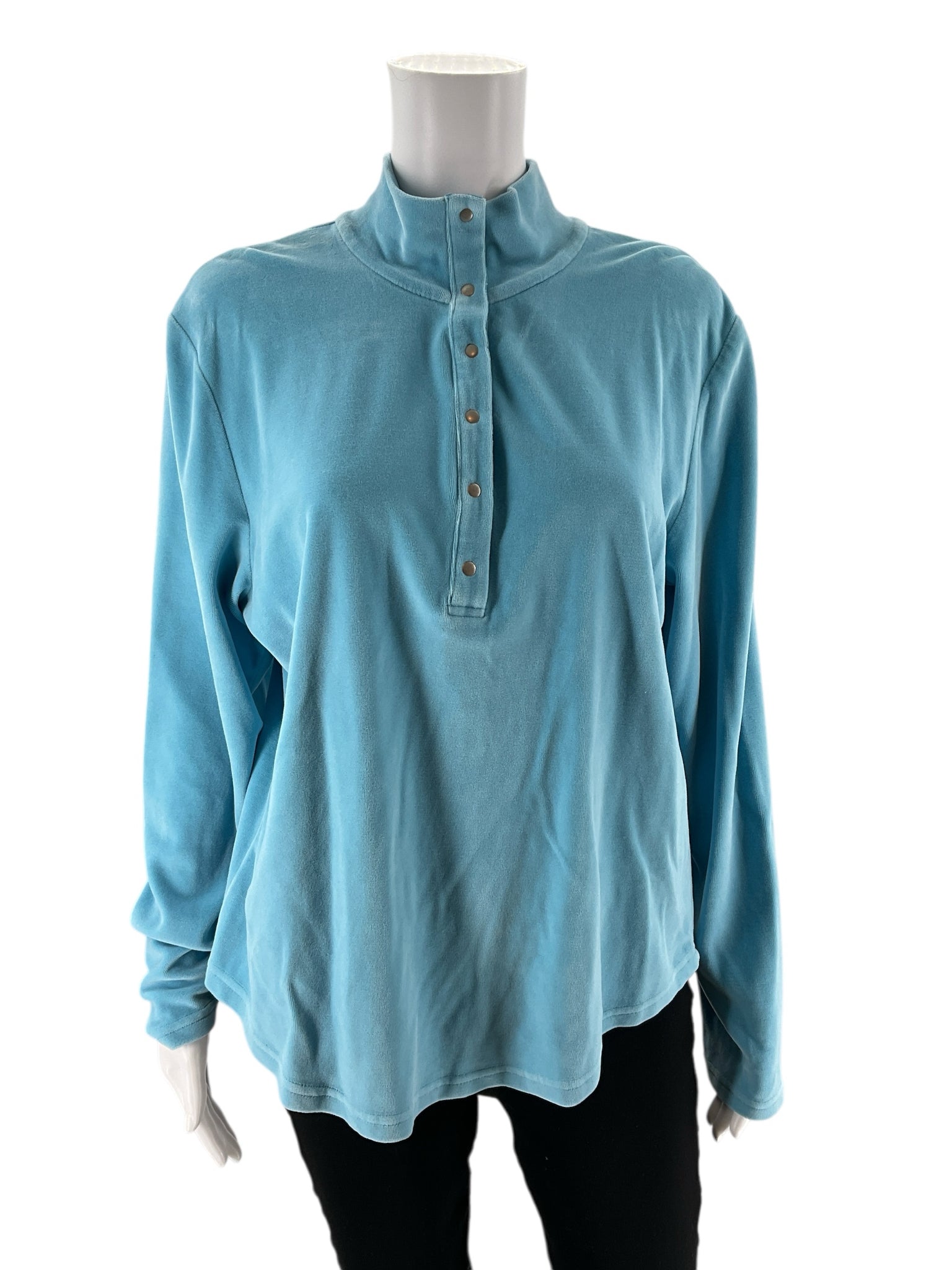 Talbots - Aqua Velour Solid Pre-Owned Ladies Casual Top - Size XL