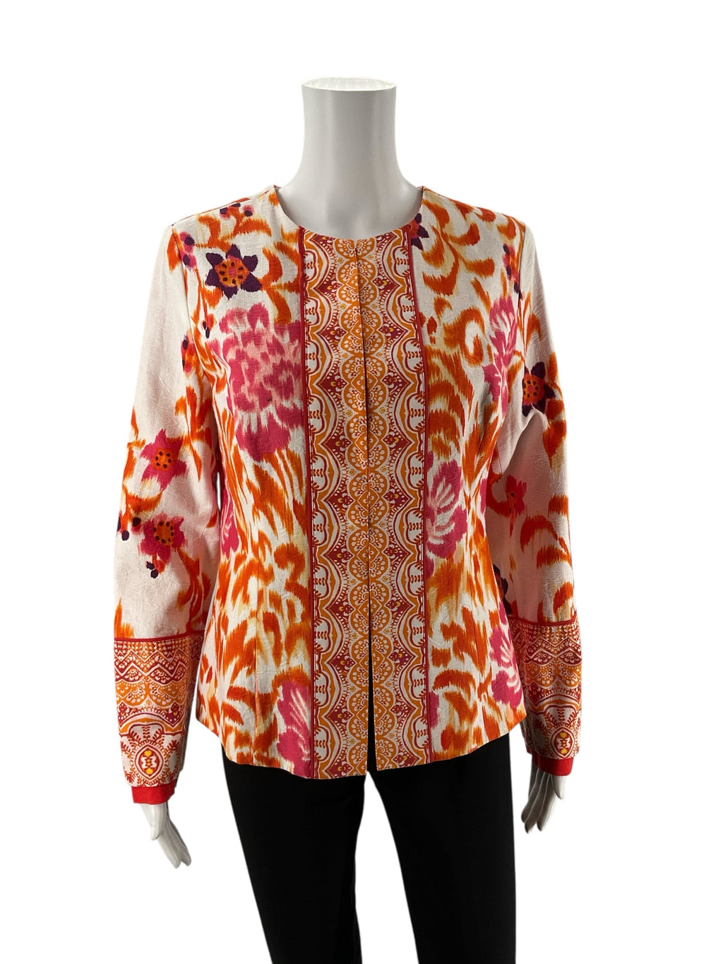 Indikka Orange/Multi Print Pre-Owned Ladies Jacket- Size Small