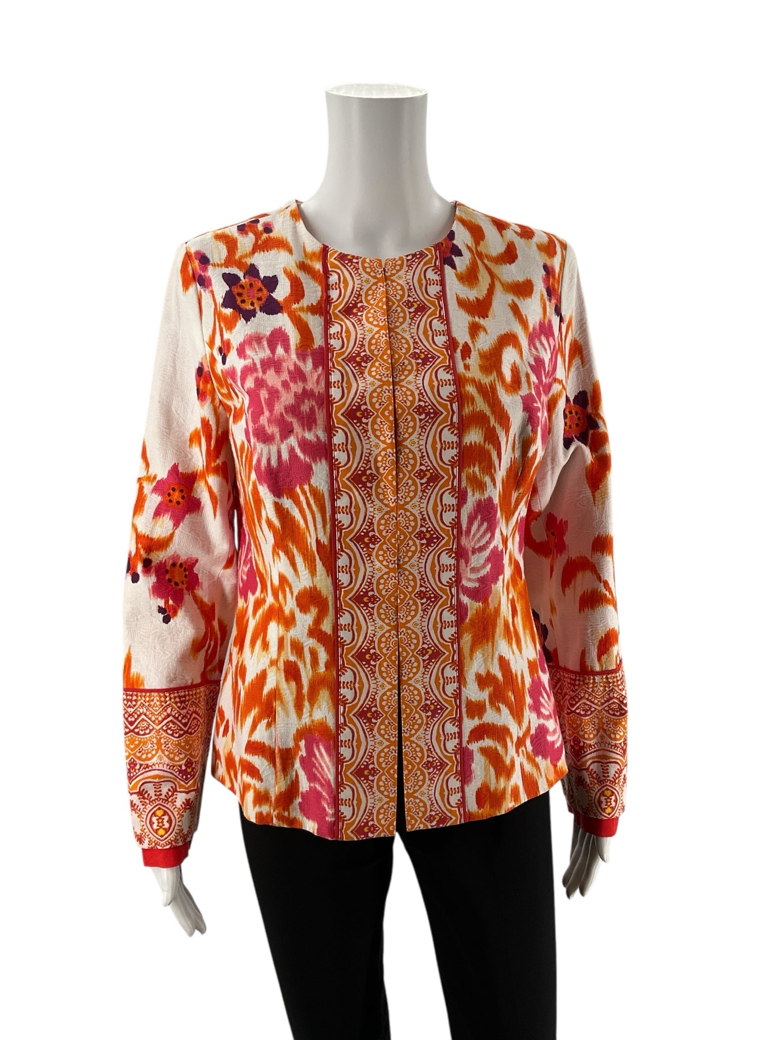 Indikka Orange/Multi Print Pre-Owned Ladies Jacket- Size Small