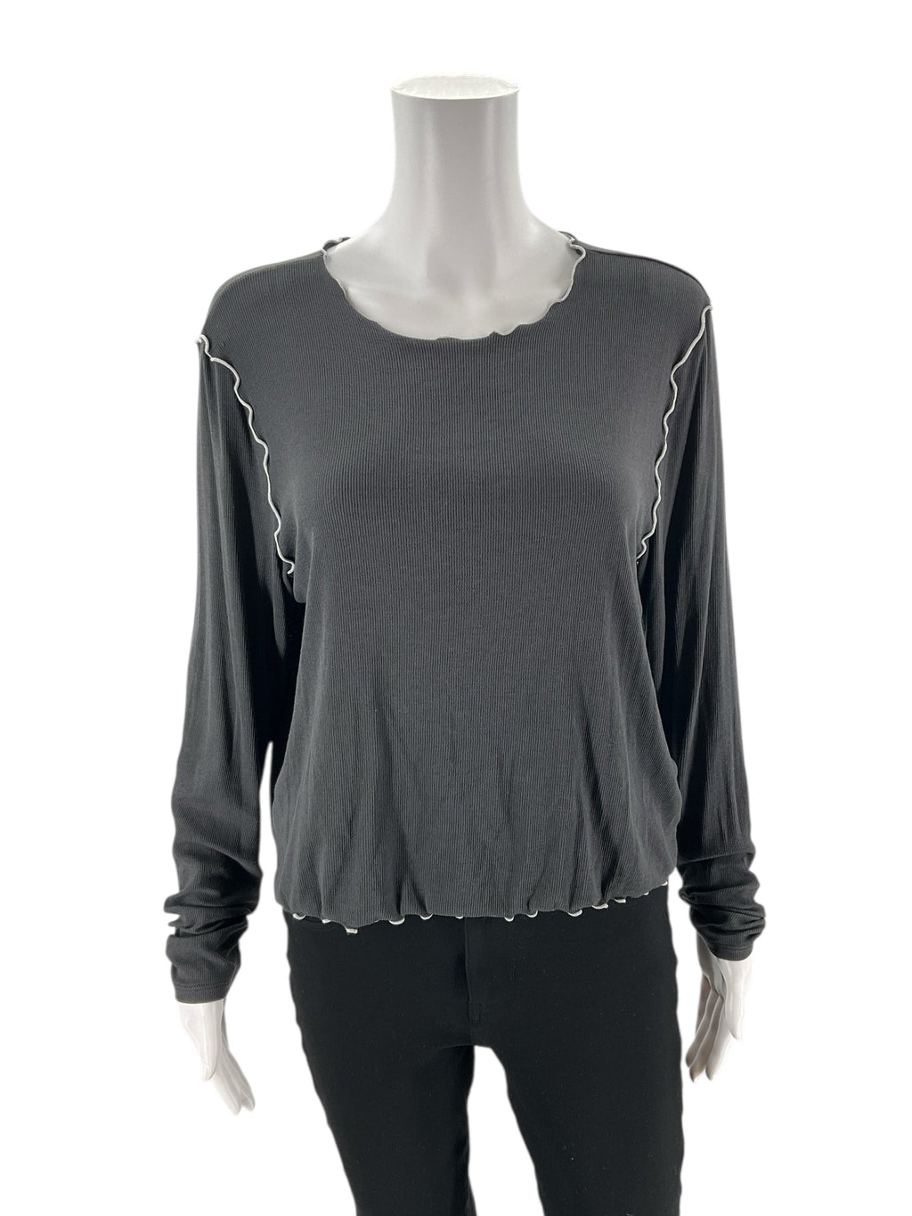 Madewell - Gray Solid Pre-Owned Ladies Casual Top - Size XL