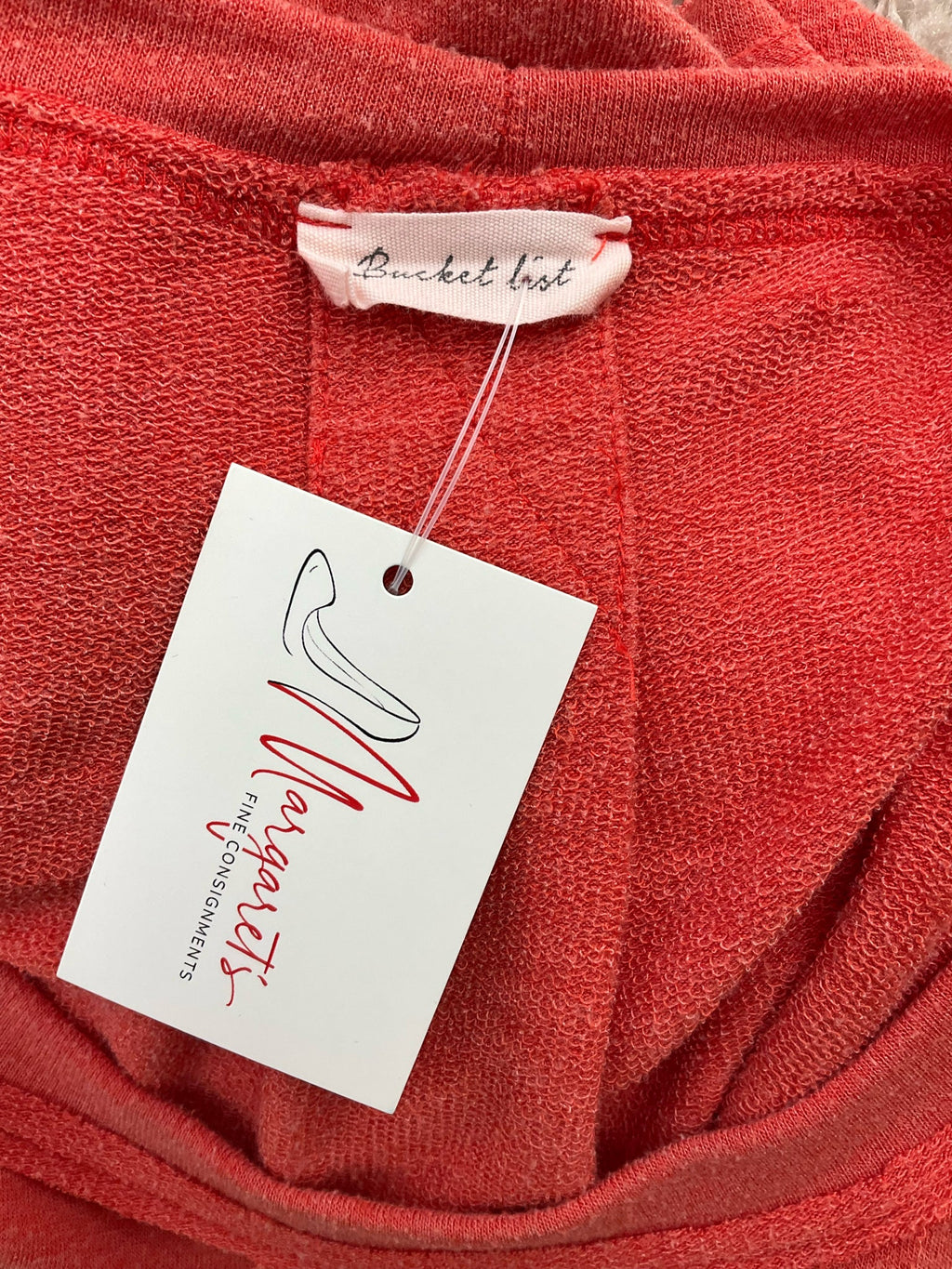 Orange solid pre-owned ladies tunic top by Bucket List in size small, featuring a relaxed fit and pullover style.