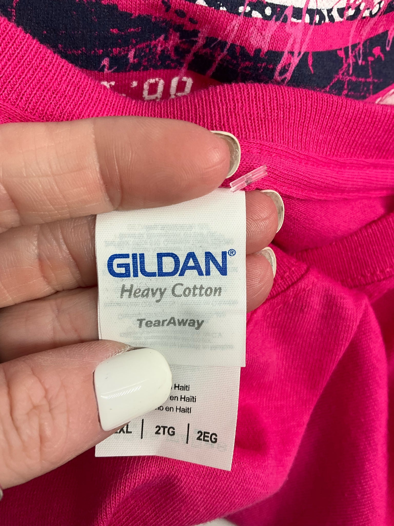 Gildan Pink Print Pre-Owned Ladies Casual Top -  Size 2XL