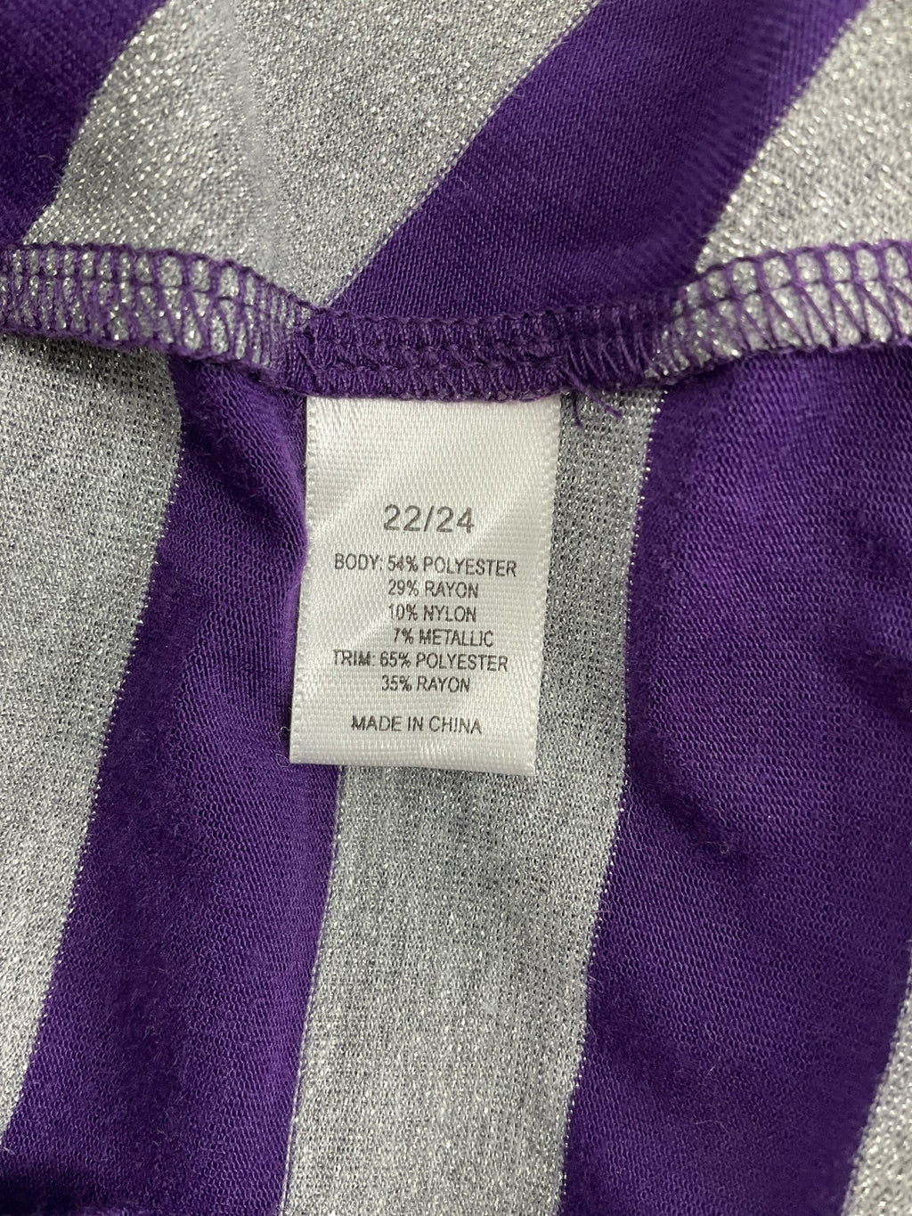 Venezia Purple/Silver Stripe Pre-Owned Ladies Casual Top -  Size 22/24