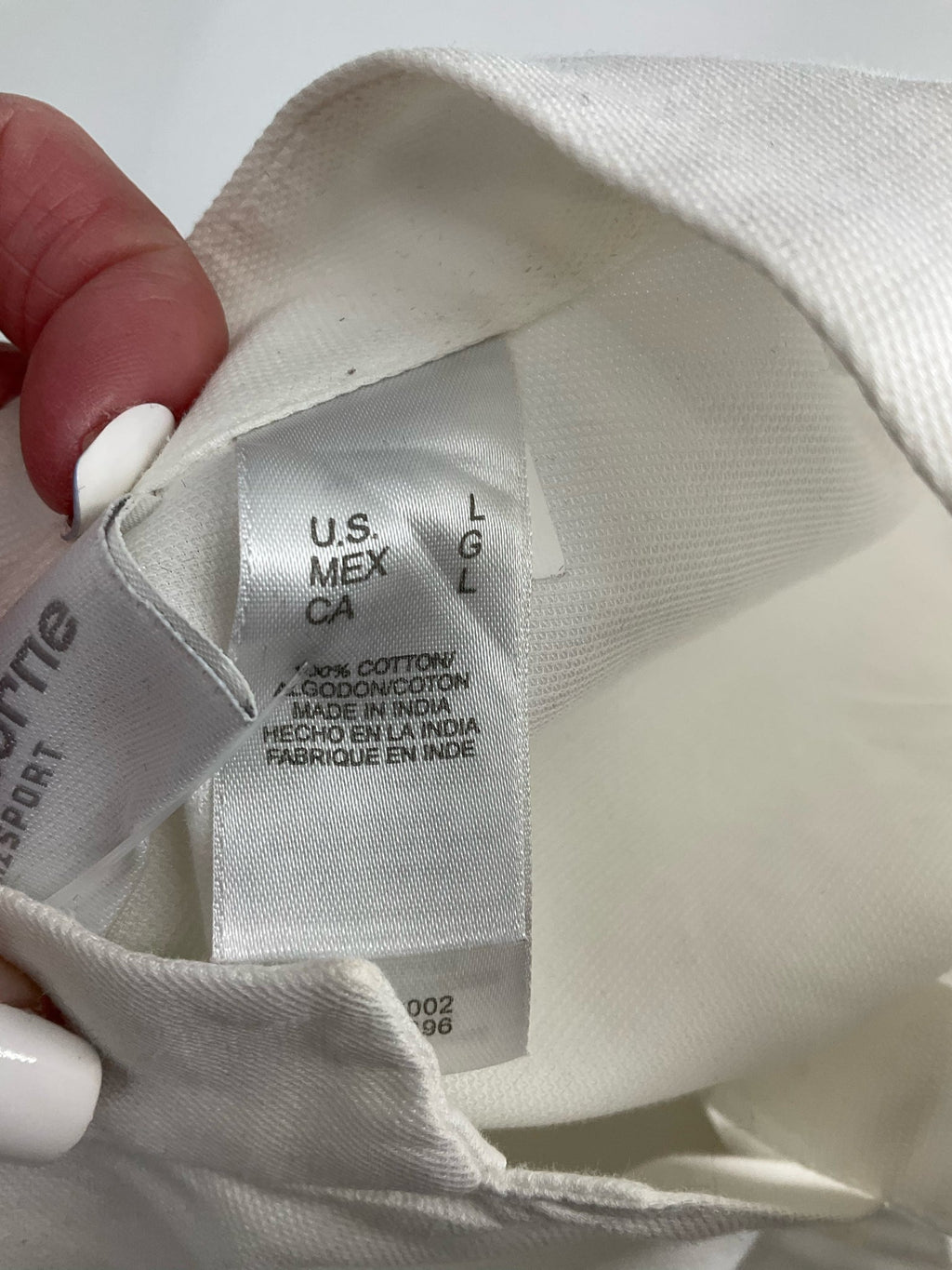 Liz Claiborne - White Solid Pre-Owned Ladies Casual Top - Size Large