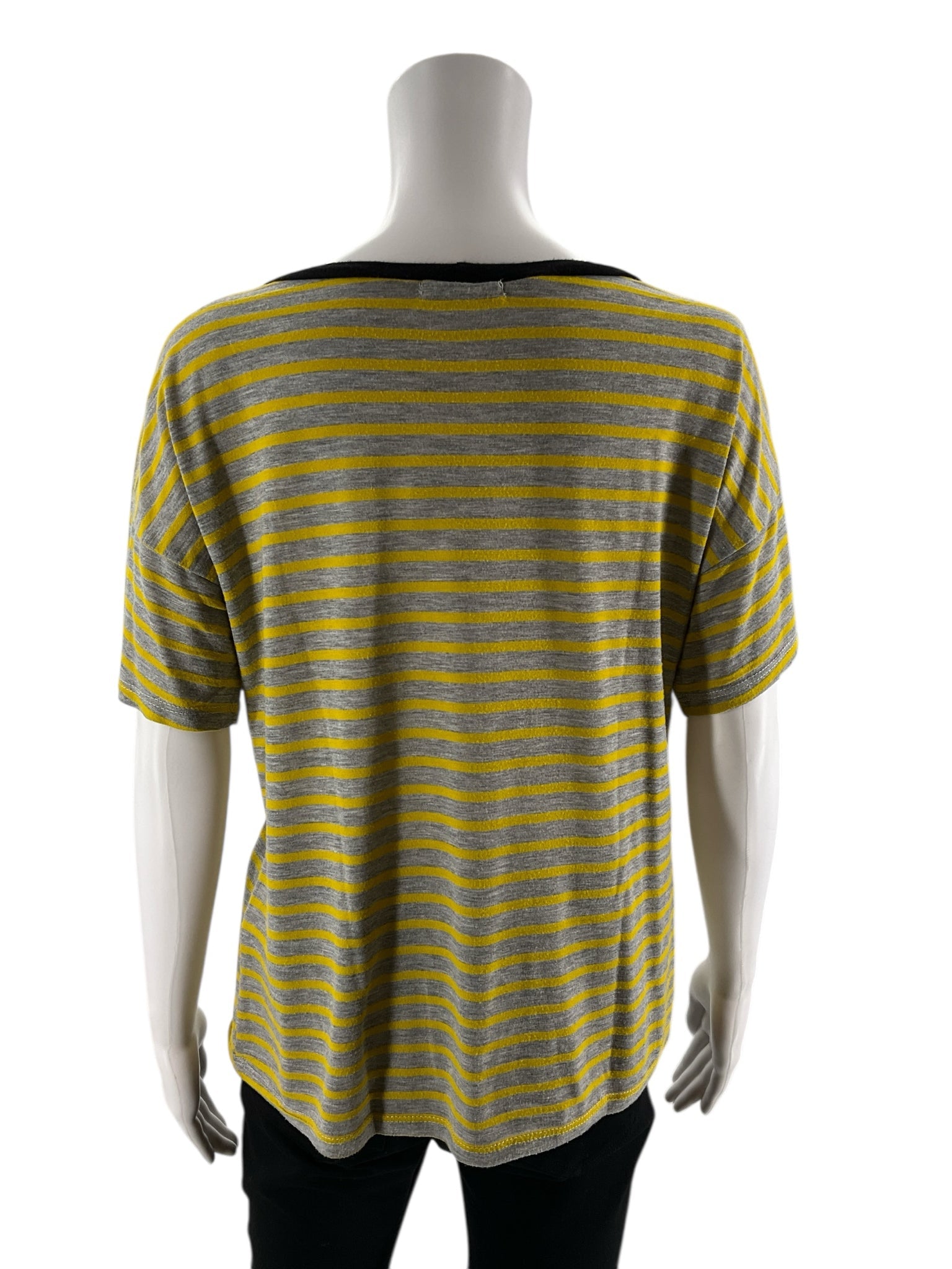 Promesa - Mustard/Gray/Black Stripe Pre-Owned Ladies Casual Top - Size Small