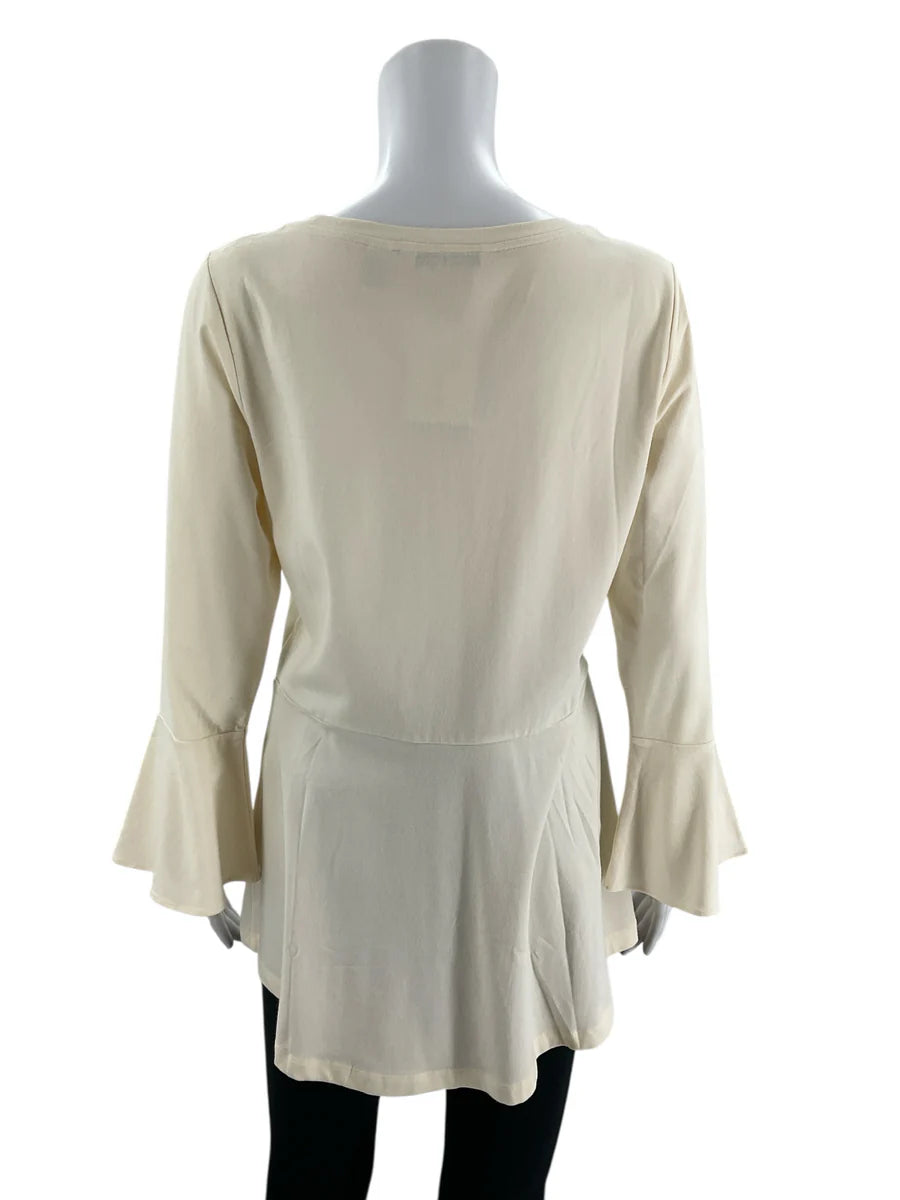 Issac Mizrahi Cream Solid Pre-Owned Ladies Top - Size Small