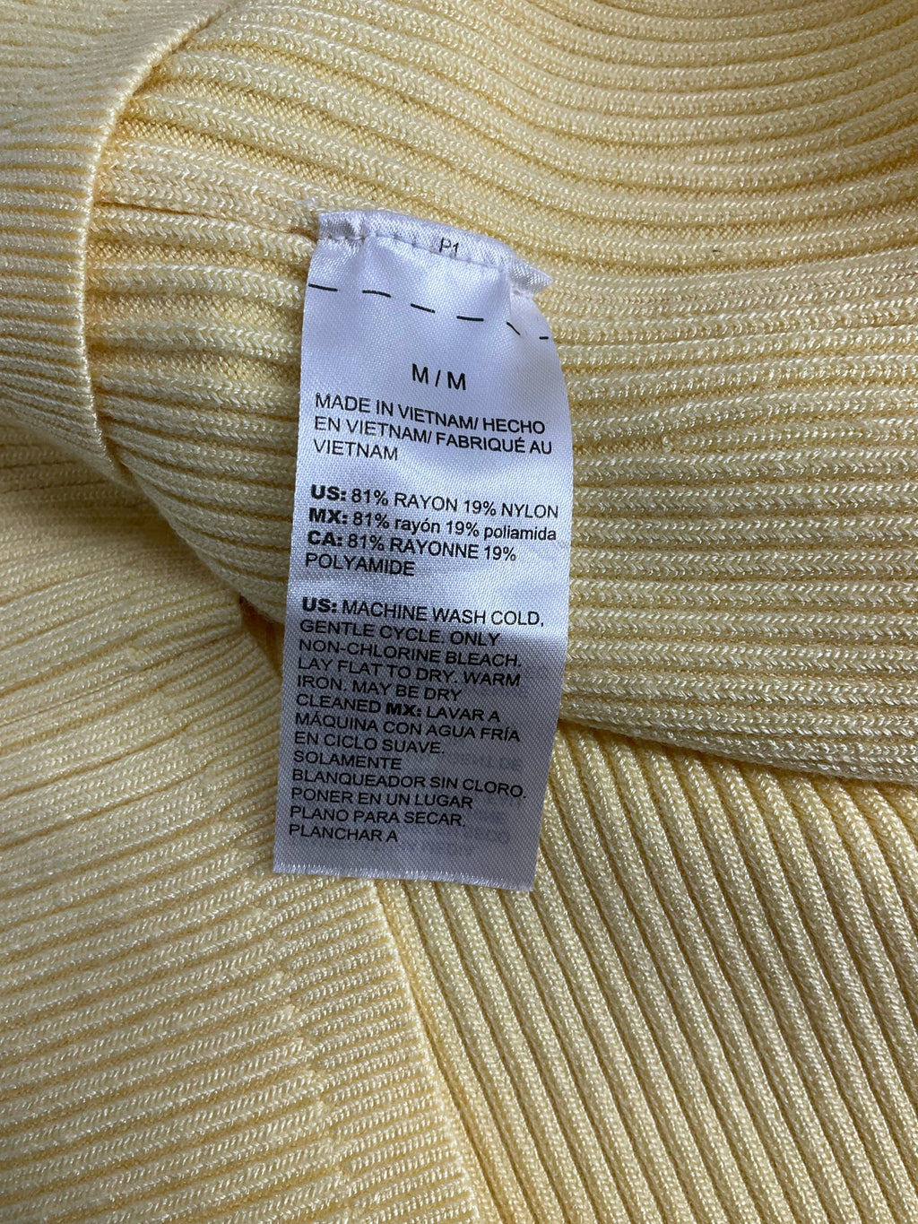 White House -  Yellow Ribbed Pre-Owned Ladies Casual Top - Size M