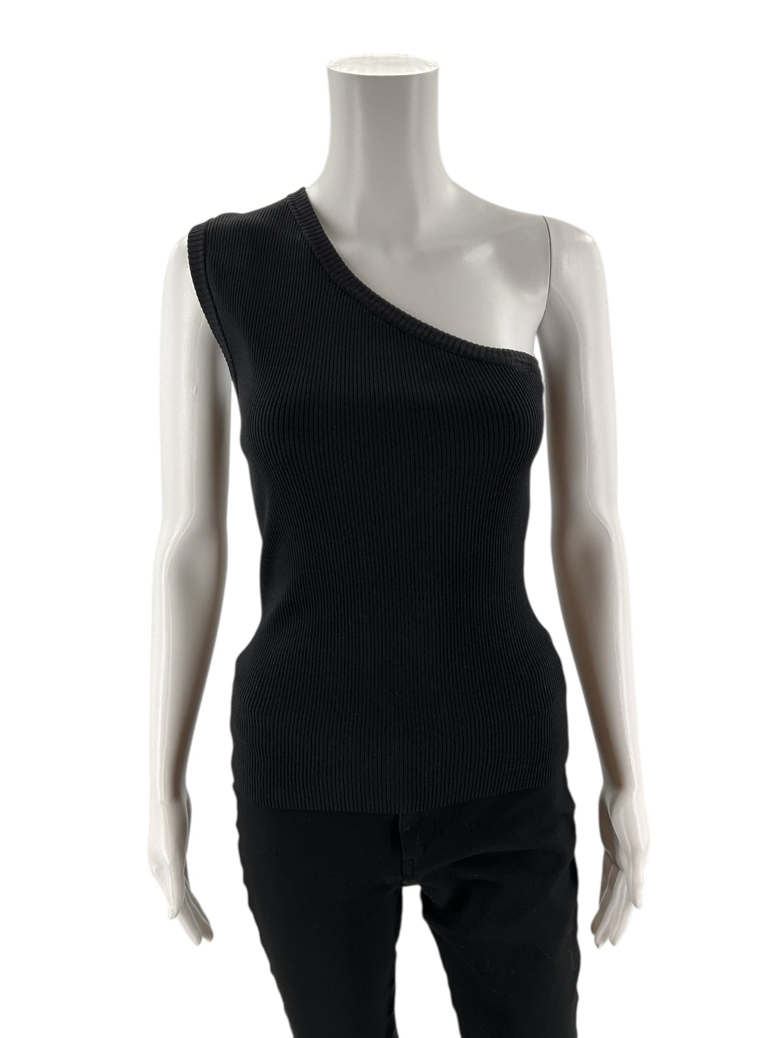 Blush Boutique - Black Ribbed Pre-Owned Ladies Casual Top - Size Medium