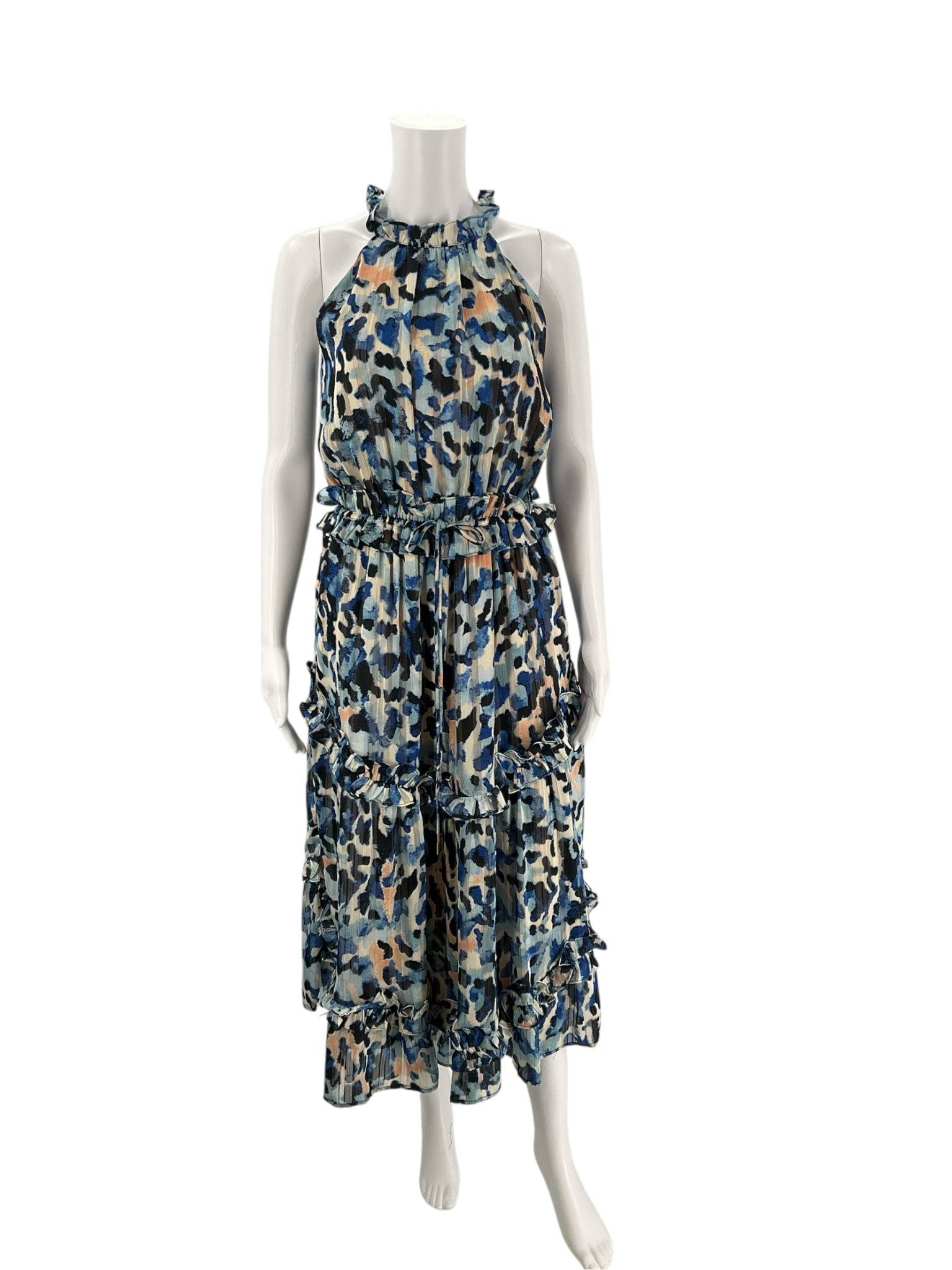 Elliatt – Blue & Peach Print Pre-Owned Maxi Dress - Size Small - Margaret’s Fine Consignment