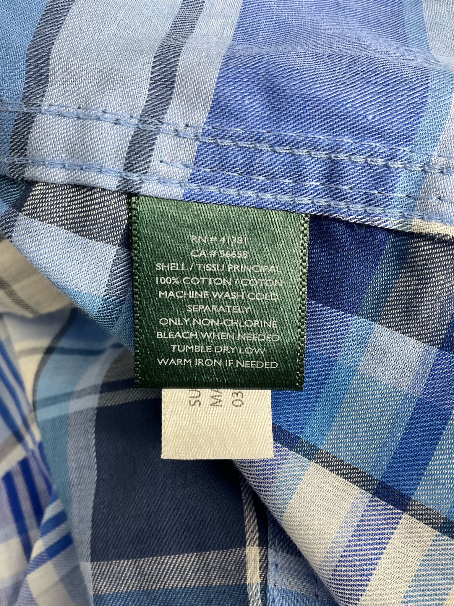 Ralph Lauren Blue/White Plaid Pre-Owned Ladies Casual Top -  Size 1X