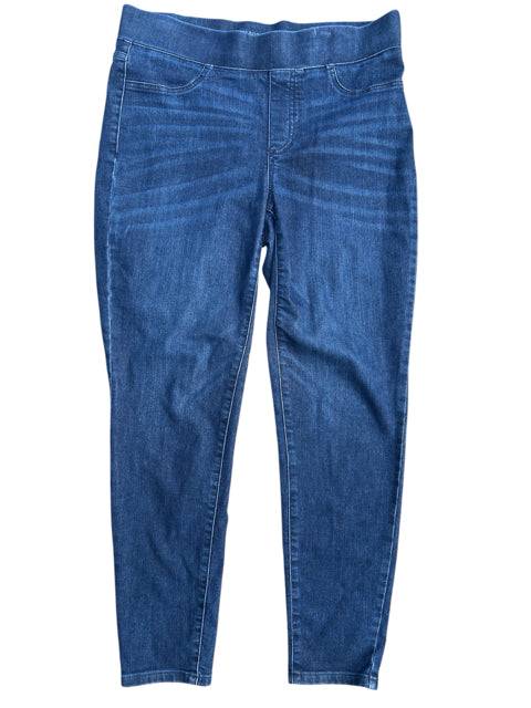 Flat lay of Talbots Classic Denim Jeans Size 8 in medium wash, pre-owned and sold by Margaret's Fine Consignments.