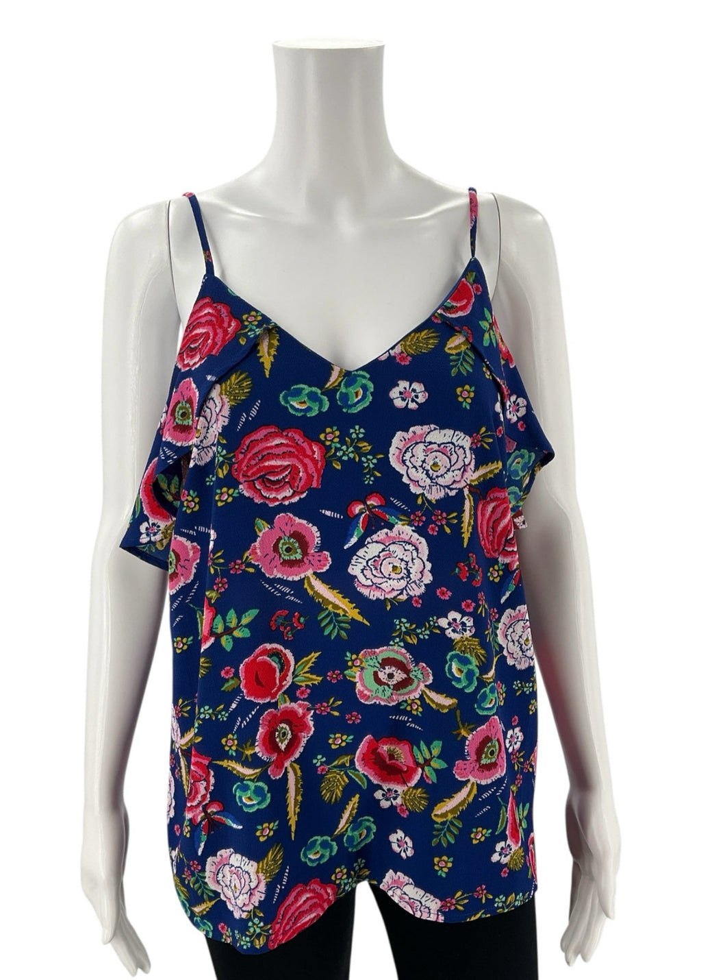 Monteau - Blue/pink Floral Pre-Owned Ladies Casual Top - Size Large
