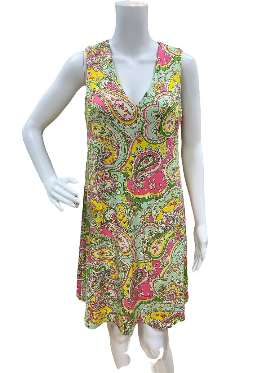 Julie Brown Yellow/Green Ladies Pre-Owned New with Tags Dress - Size Small